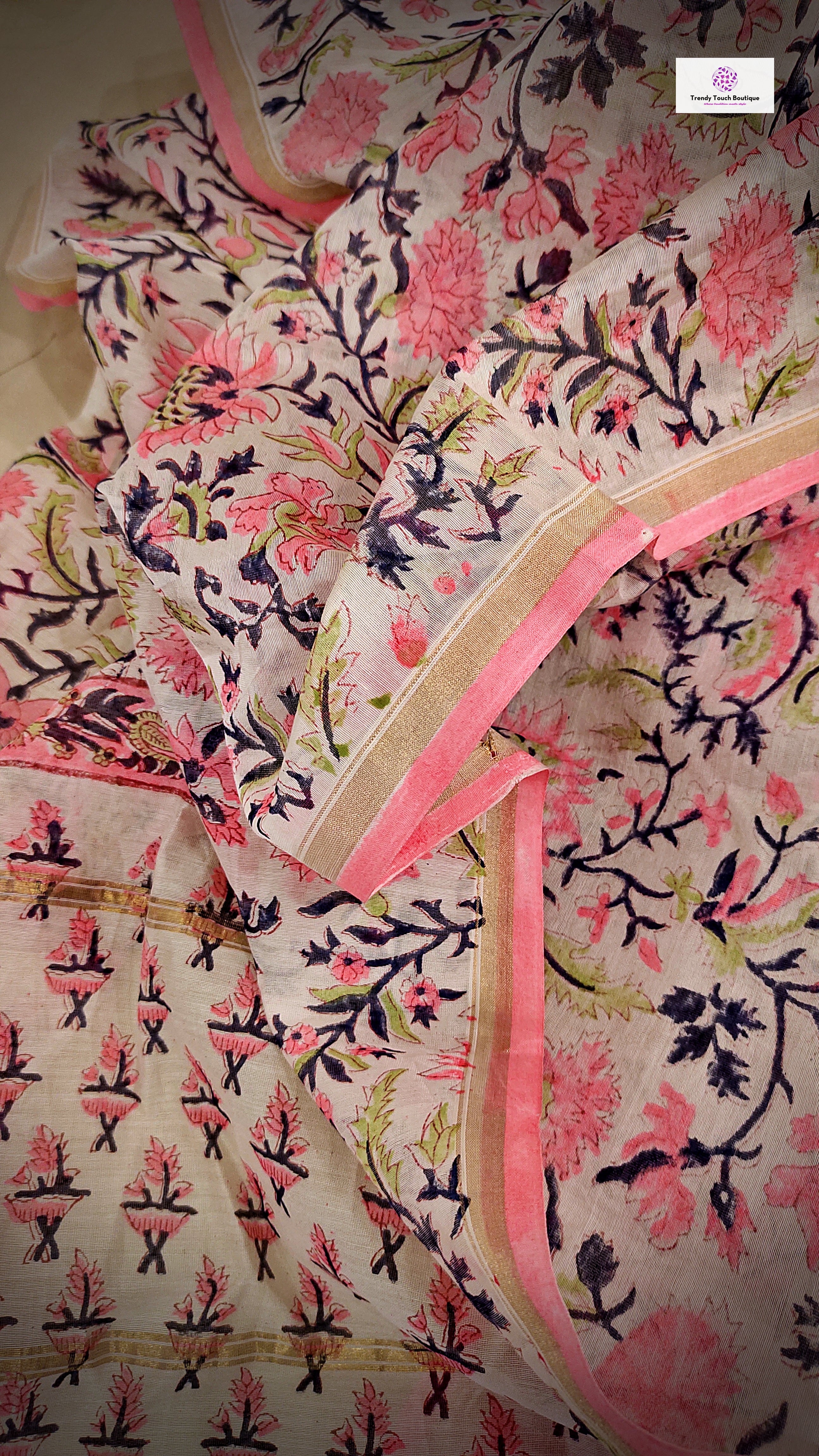 Only For You - Hand Block Print - Chanderi Silk Dupatta