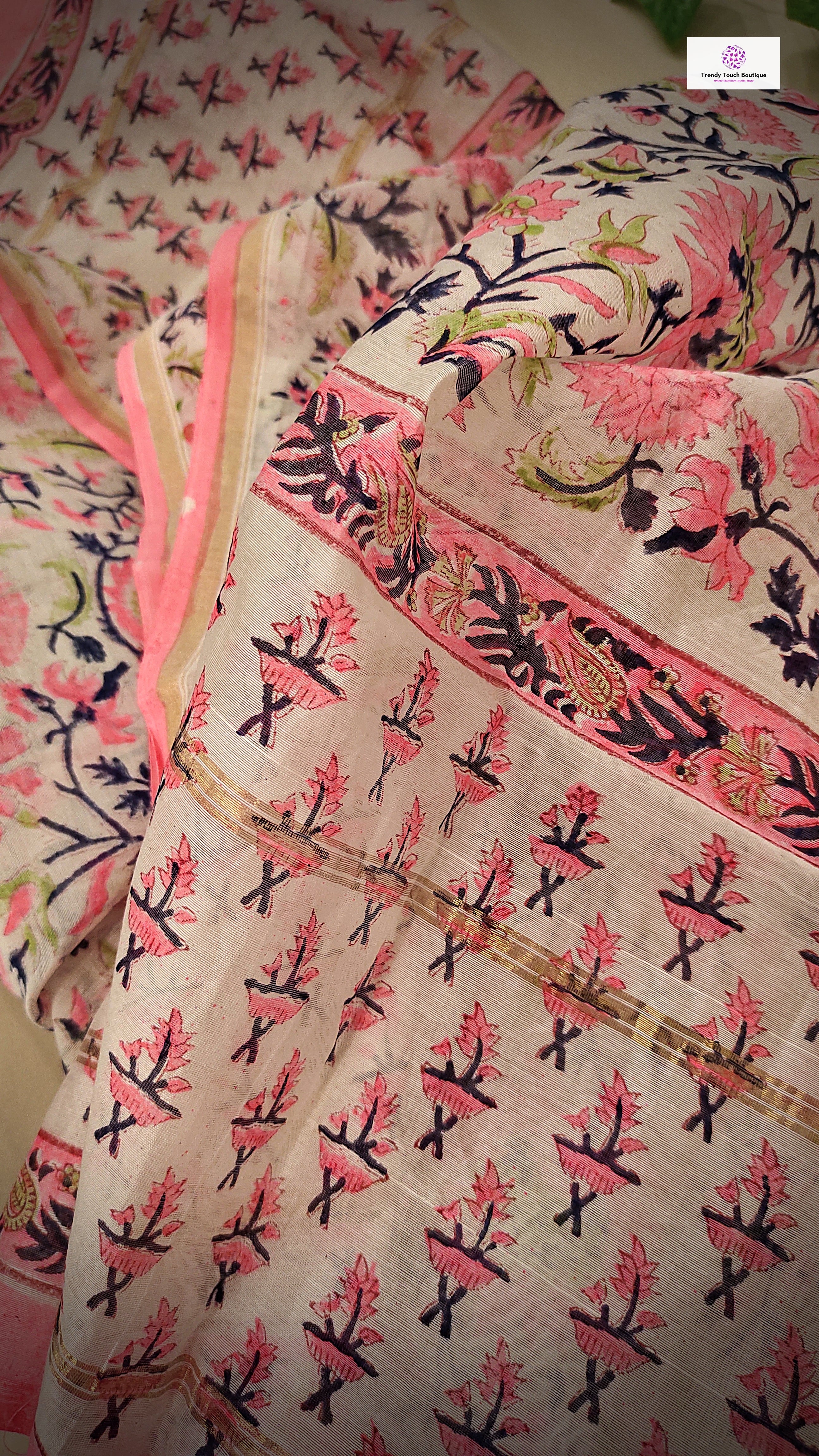 Only For You - Hand Block Print - Chanderi Silk Dupatta