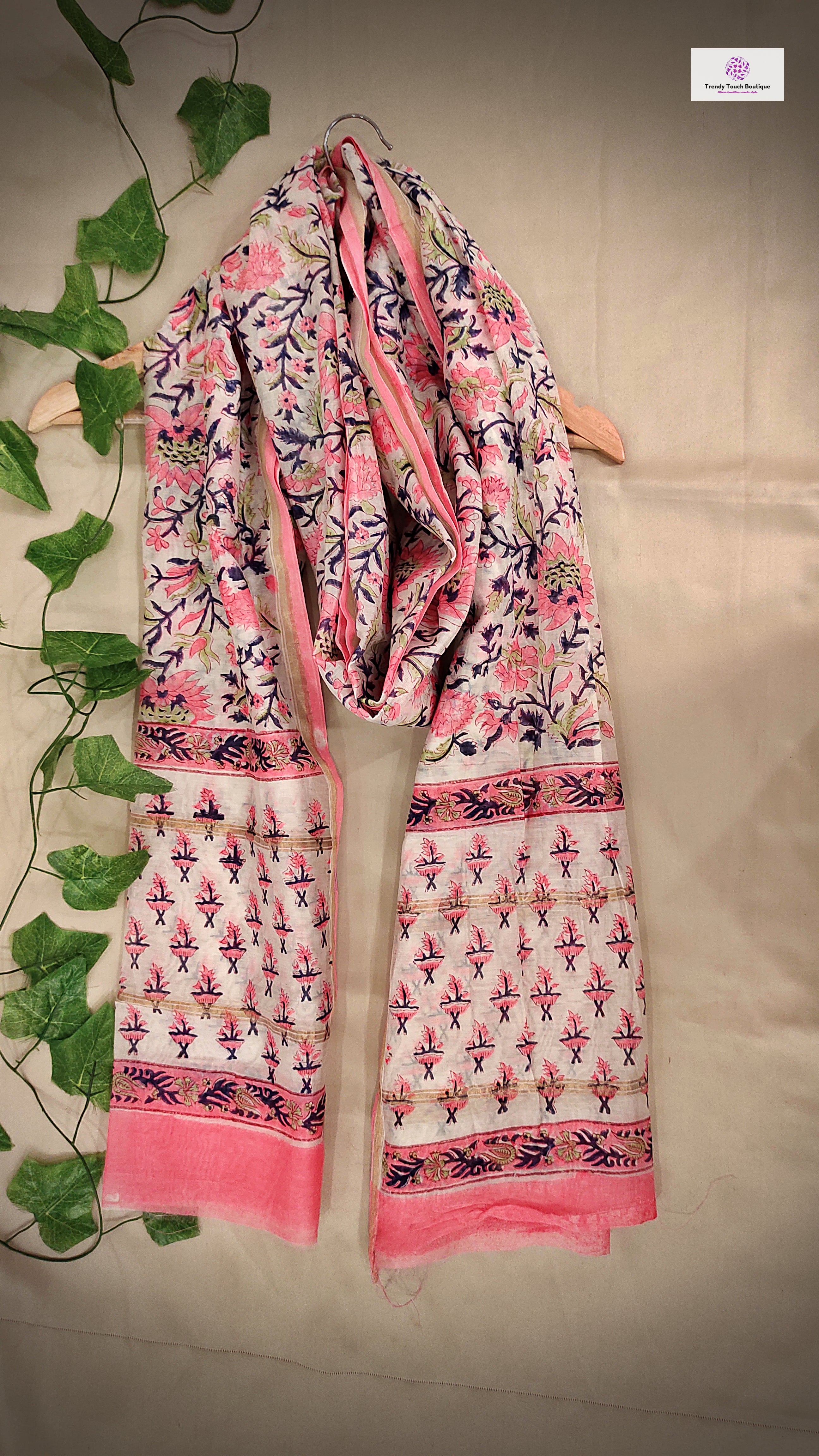 Only For You - Hand Block Print - Chanderi Silk Dupatta