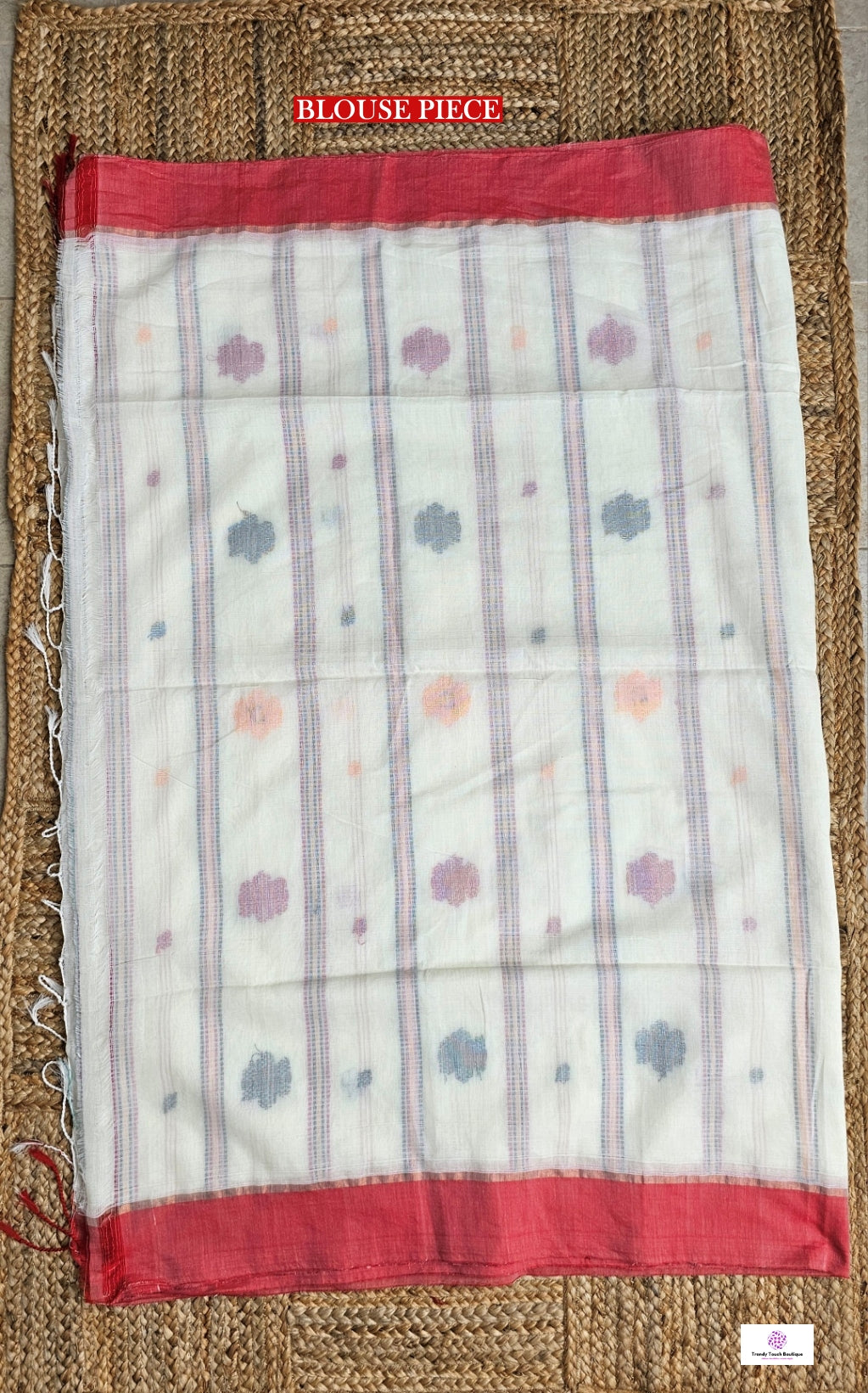 Lily - Bengal Handloom Red White - Cotton Saree