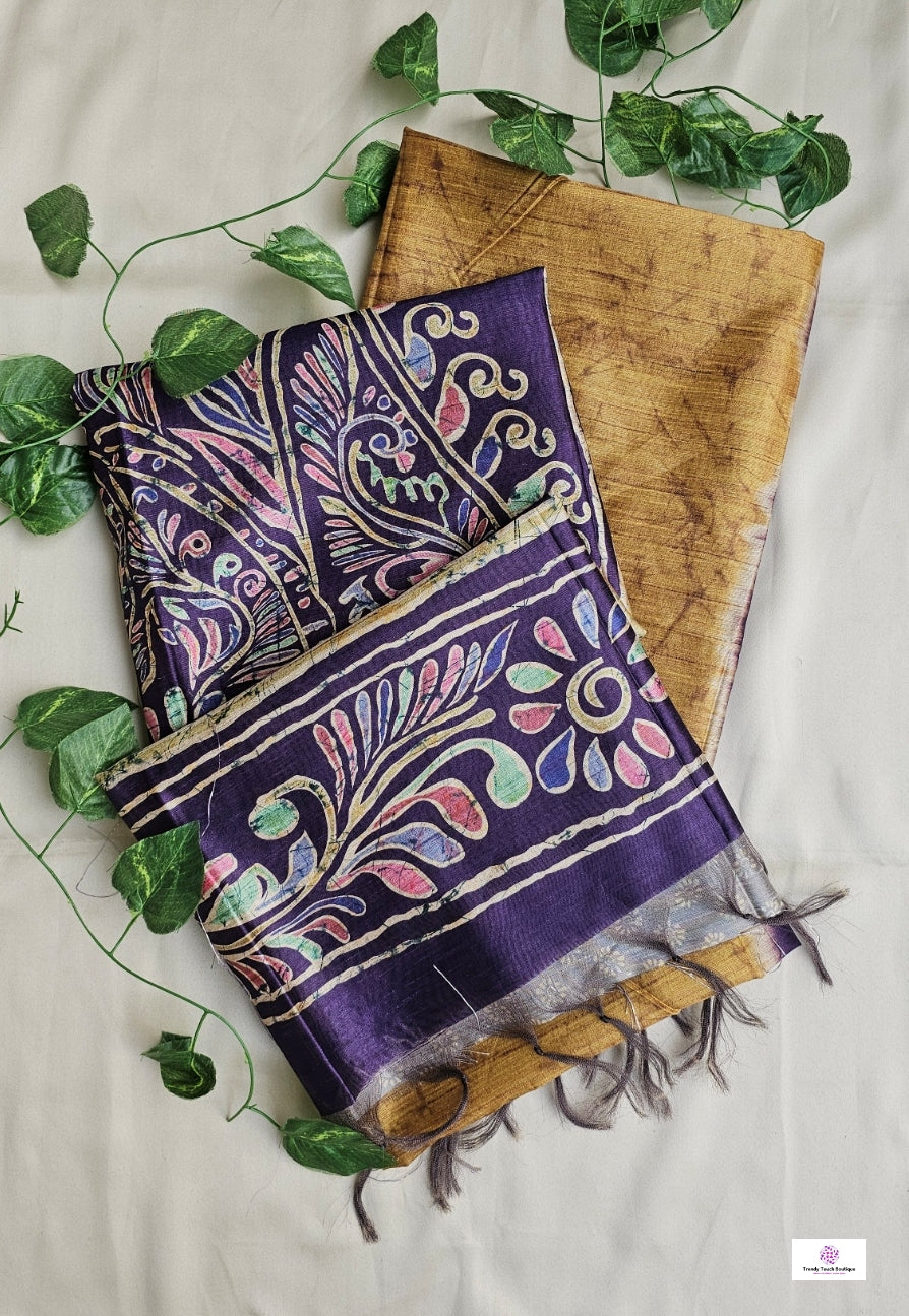 Tulika - Tuli Batik Print - Semi Tussar Silk Saree