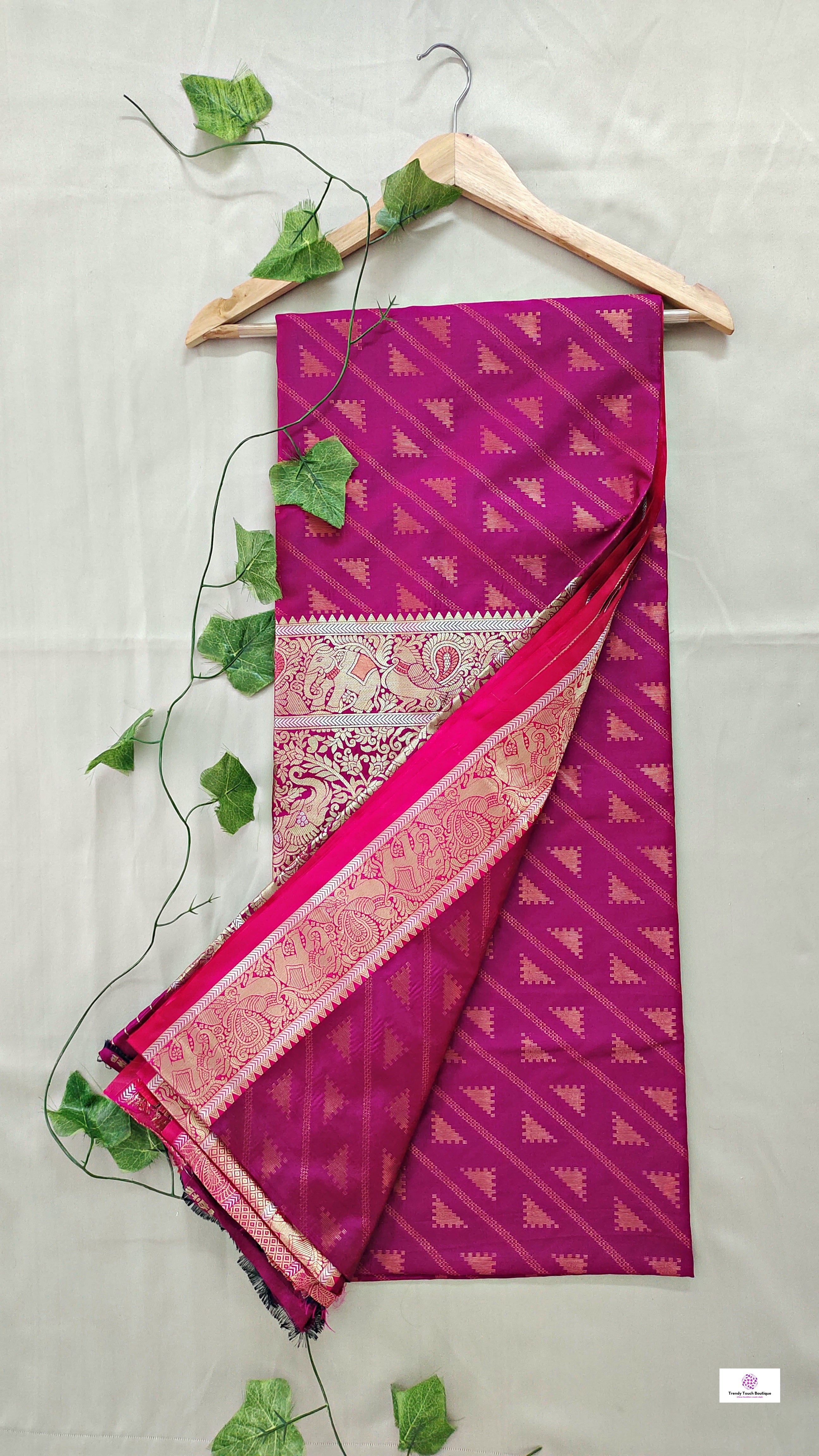 Kanjivaram styled pink copper zari work party wear special occasion saree for wedding function or bridal gift