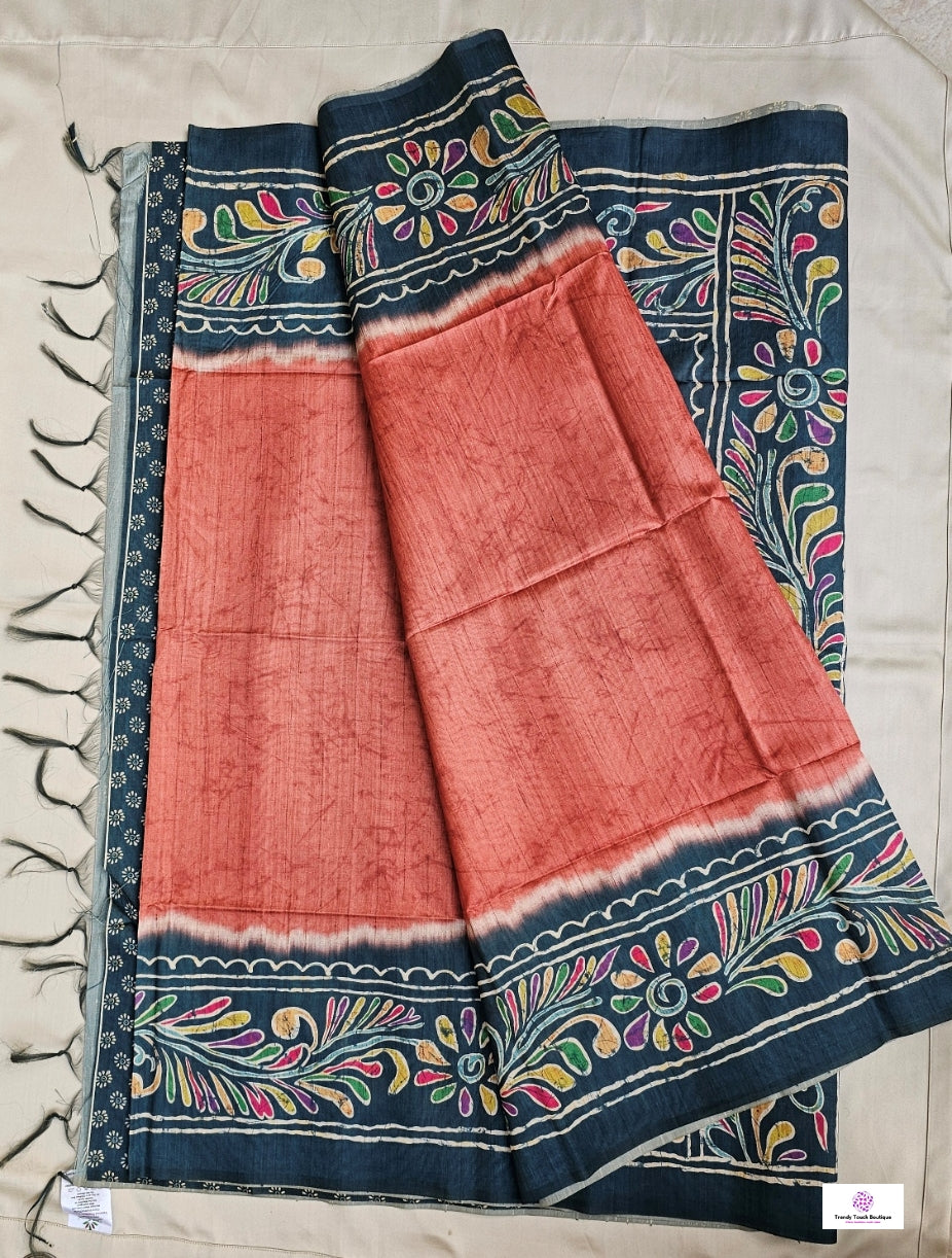 Ankana - Tuli Batik Print - Semi Tussar Silk Saree