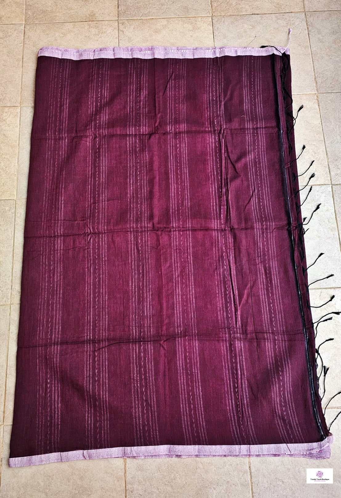 Burgundy - Bengal Handloom - Cotton Saree