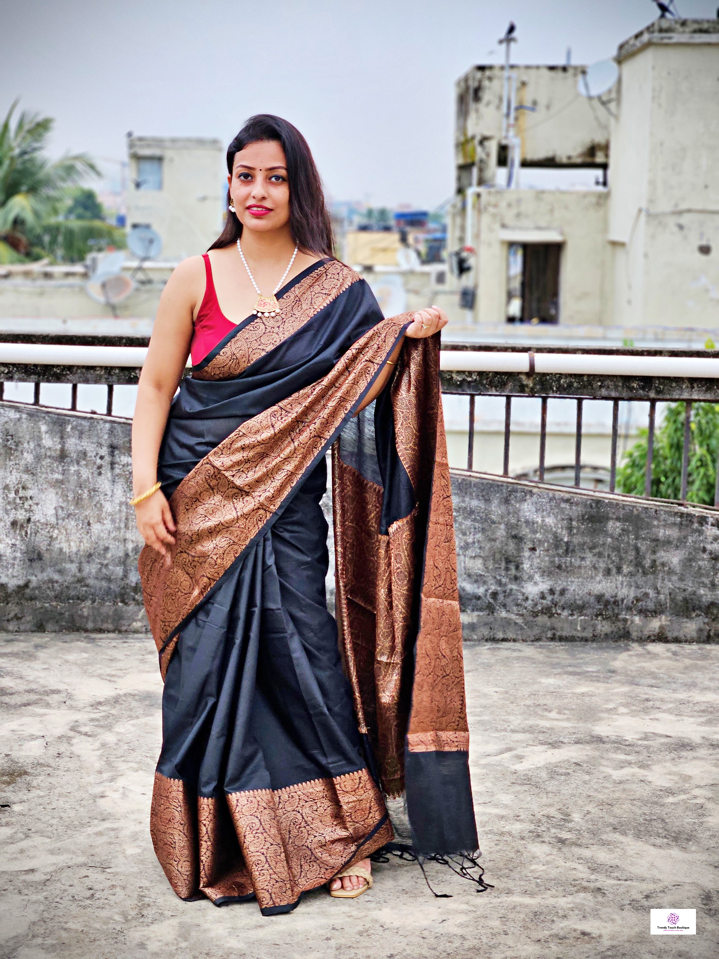 Rajani – Copper Zari Weave - Katan Silk Saree