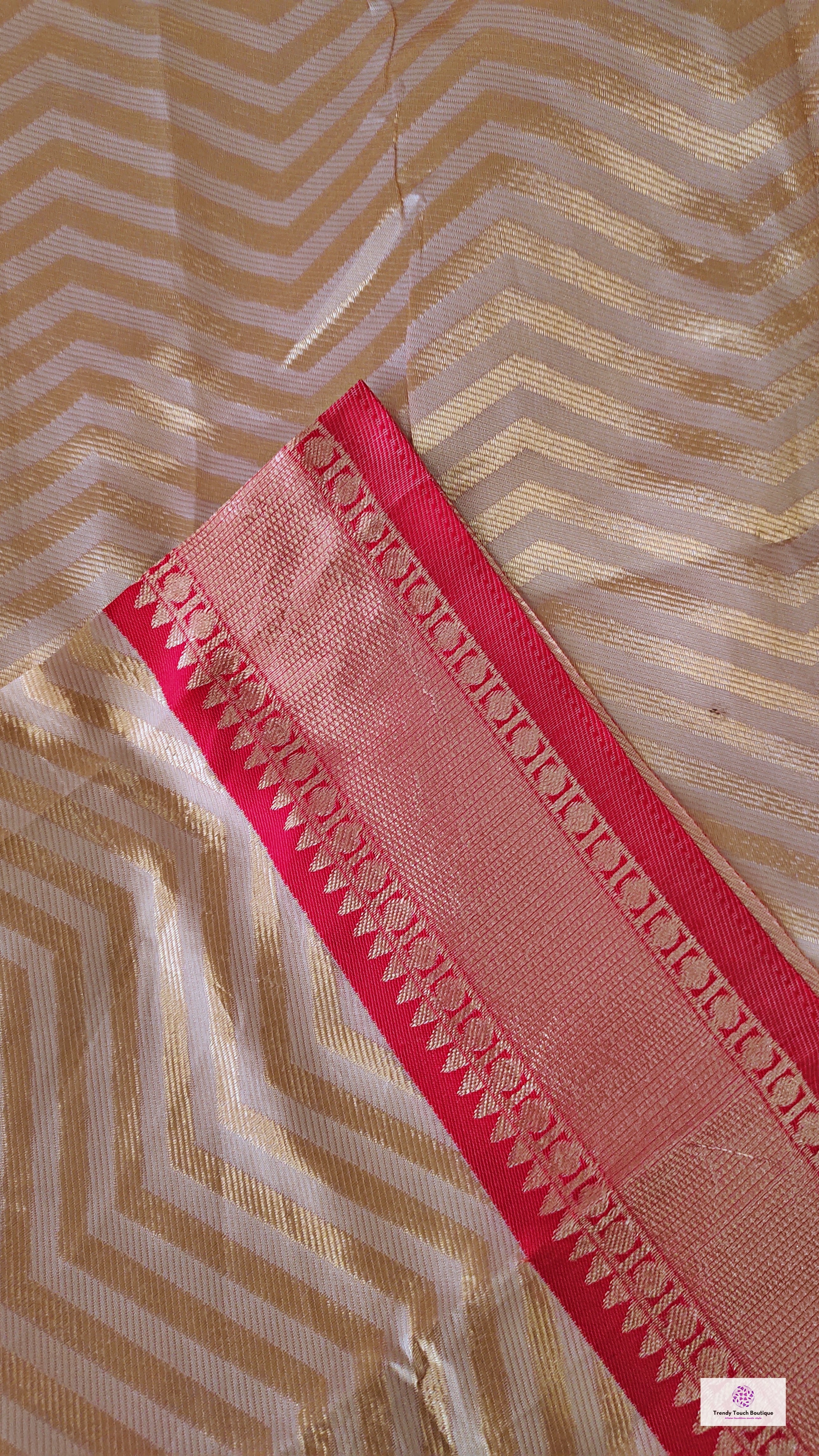 red chandan golden soft silk saree puja and homewarming ceremony wedding functions best price with blouse piece zari work saree