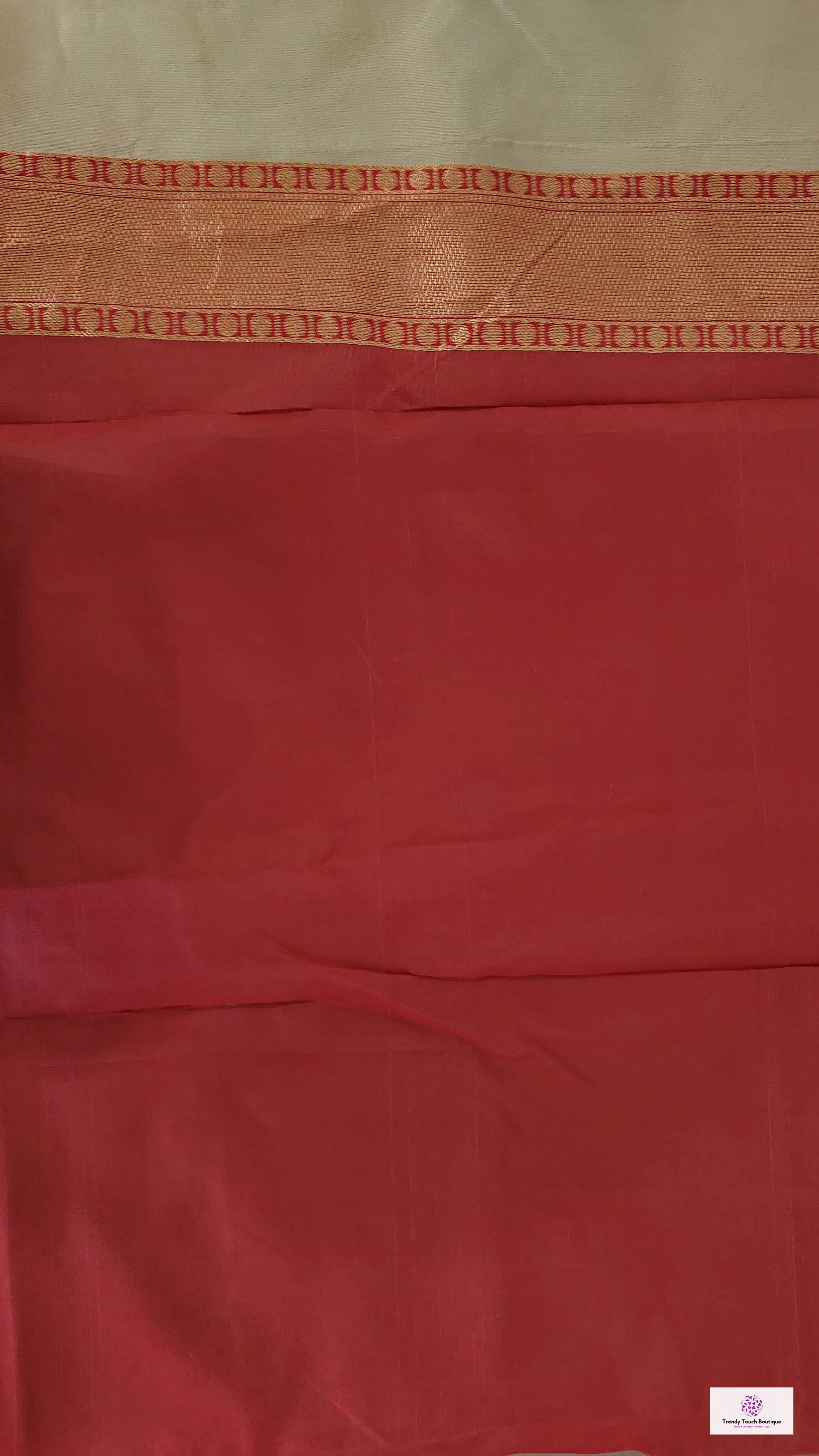 red chandan golden soft silk saree puja and homewarming ceremony wedding functions best price with blouse piece zari work saree