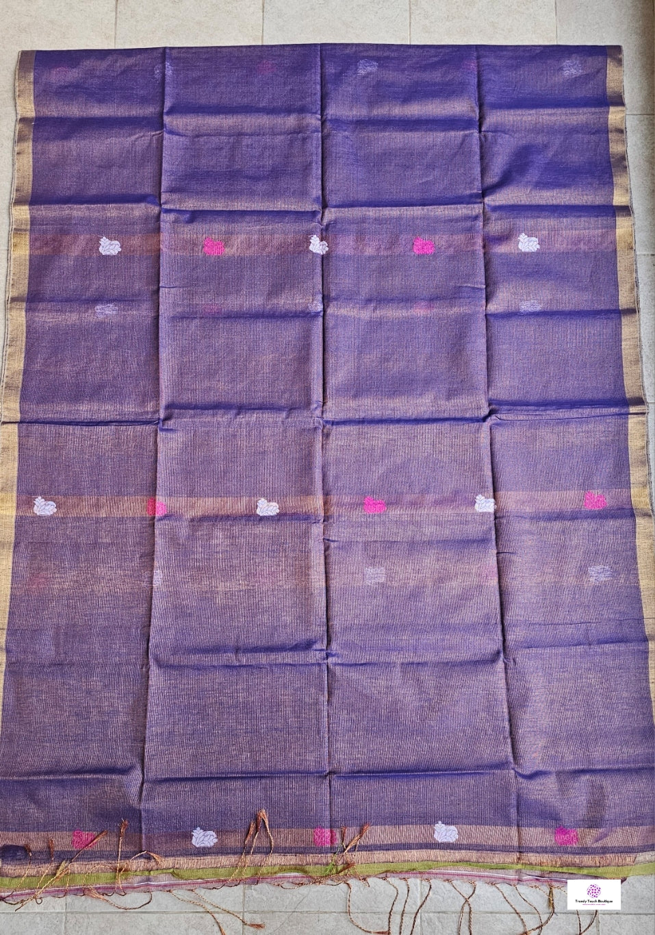 Lavender Mist - Jamdani Handloom - Tissue Linen Saree