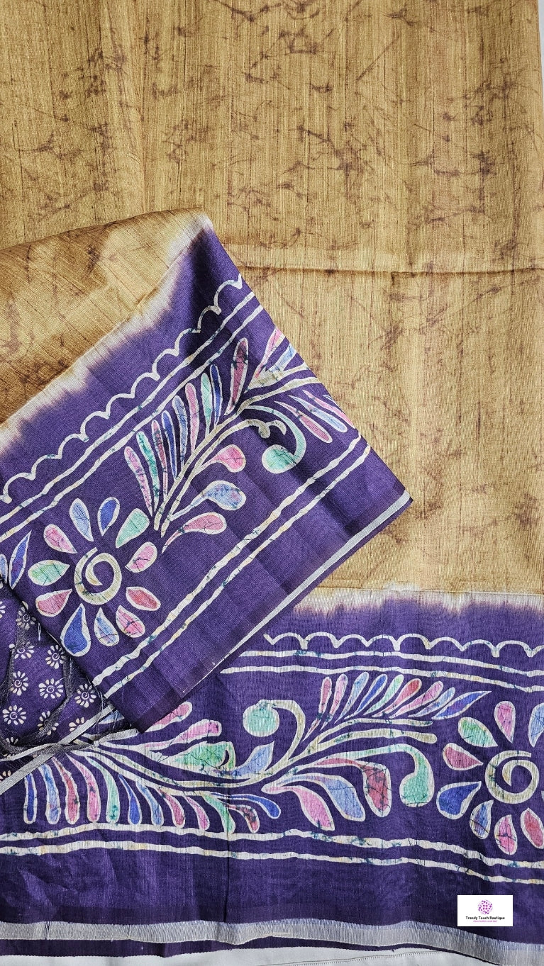 Tulika - Tuli Batik Print - Semi Tussar Silk Saree