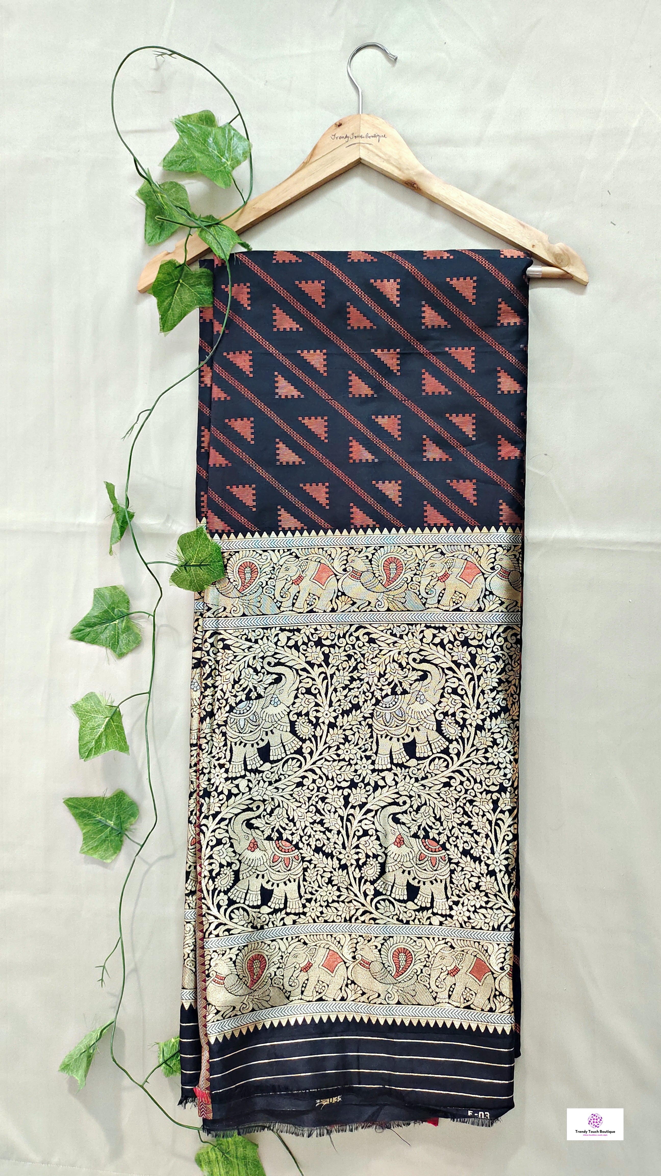 Kanjivaram styled black copper zari work party wear special occasion saree for wedding function or bridal gift