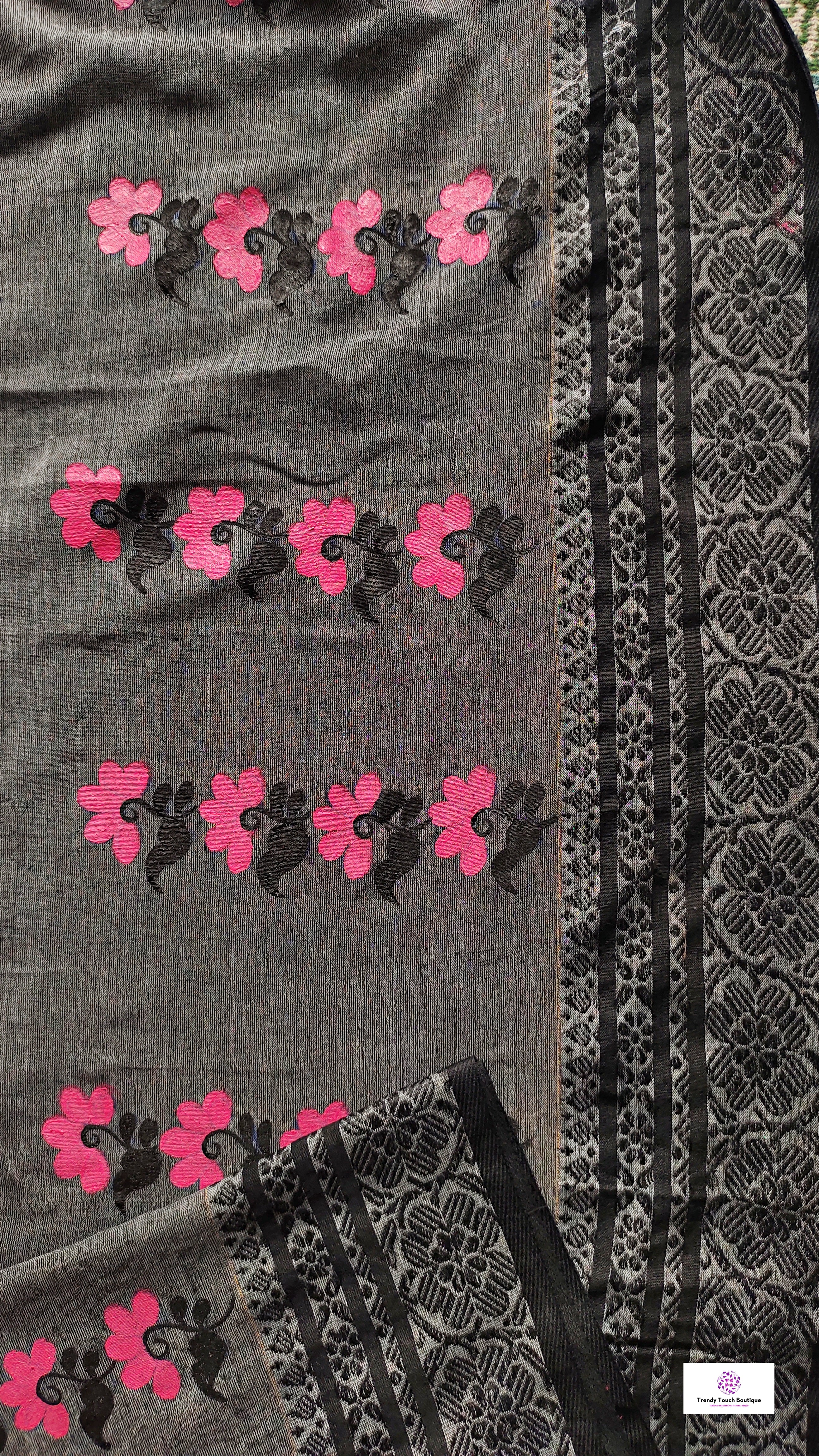 handpainted designer grey red begumpuri cotton handloom saree for formal and casual events and office meetings wedding and marriage function best price with blouse piece