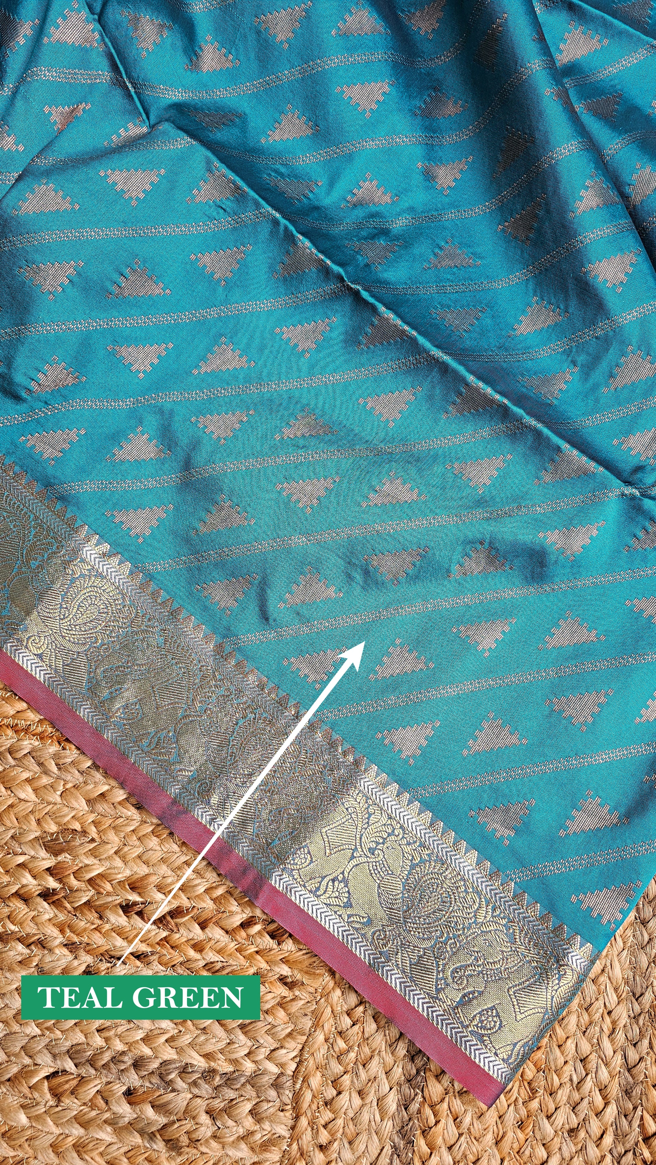 Ranjhana - Semi Kanjivaram Silk Saree (Teal Green)