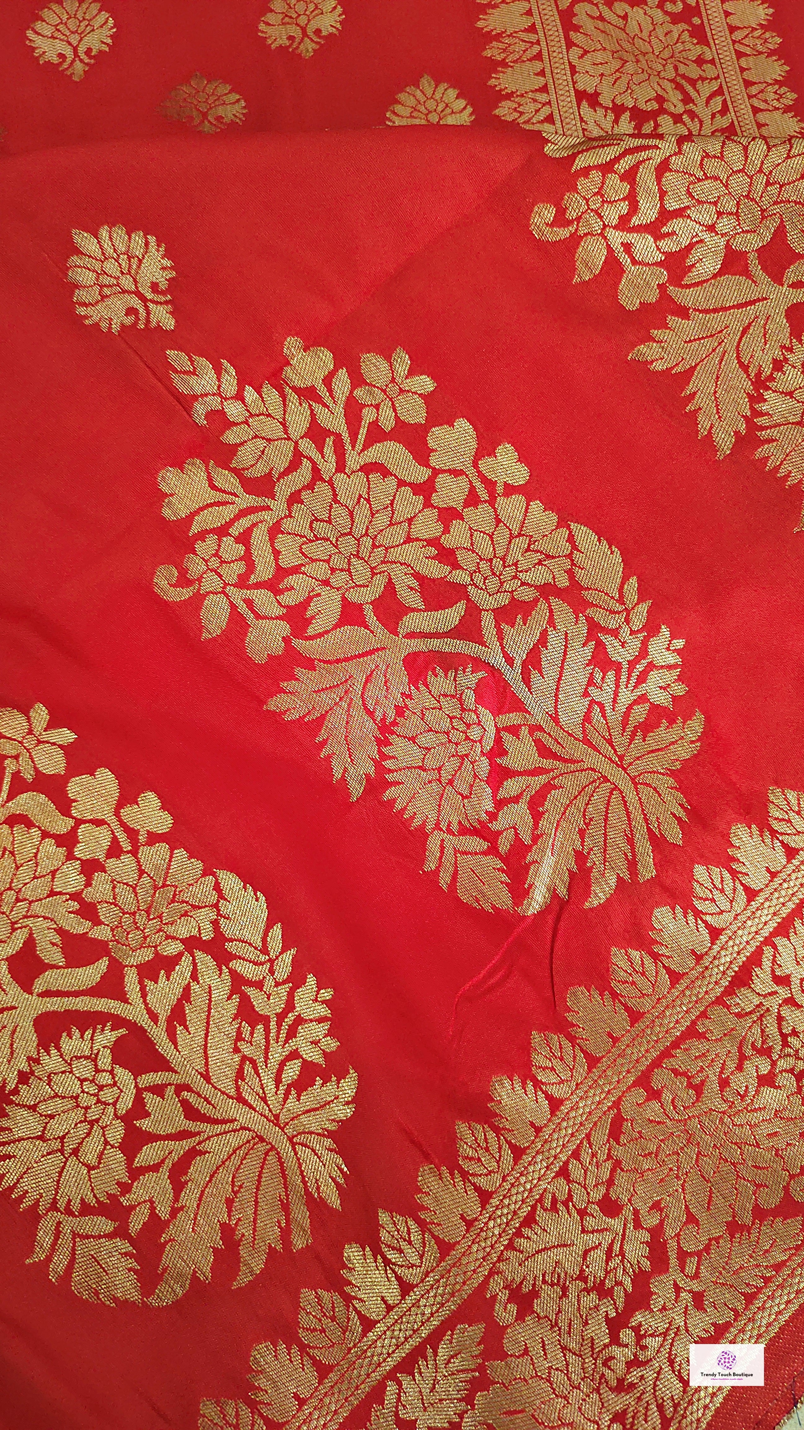 red banarasi silk zari work sare wedding wear marriage function party wear saree affordable price