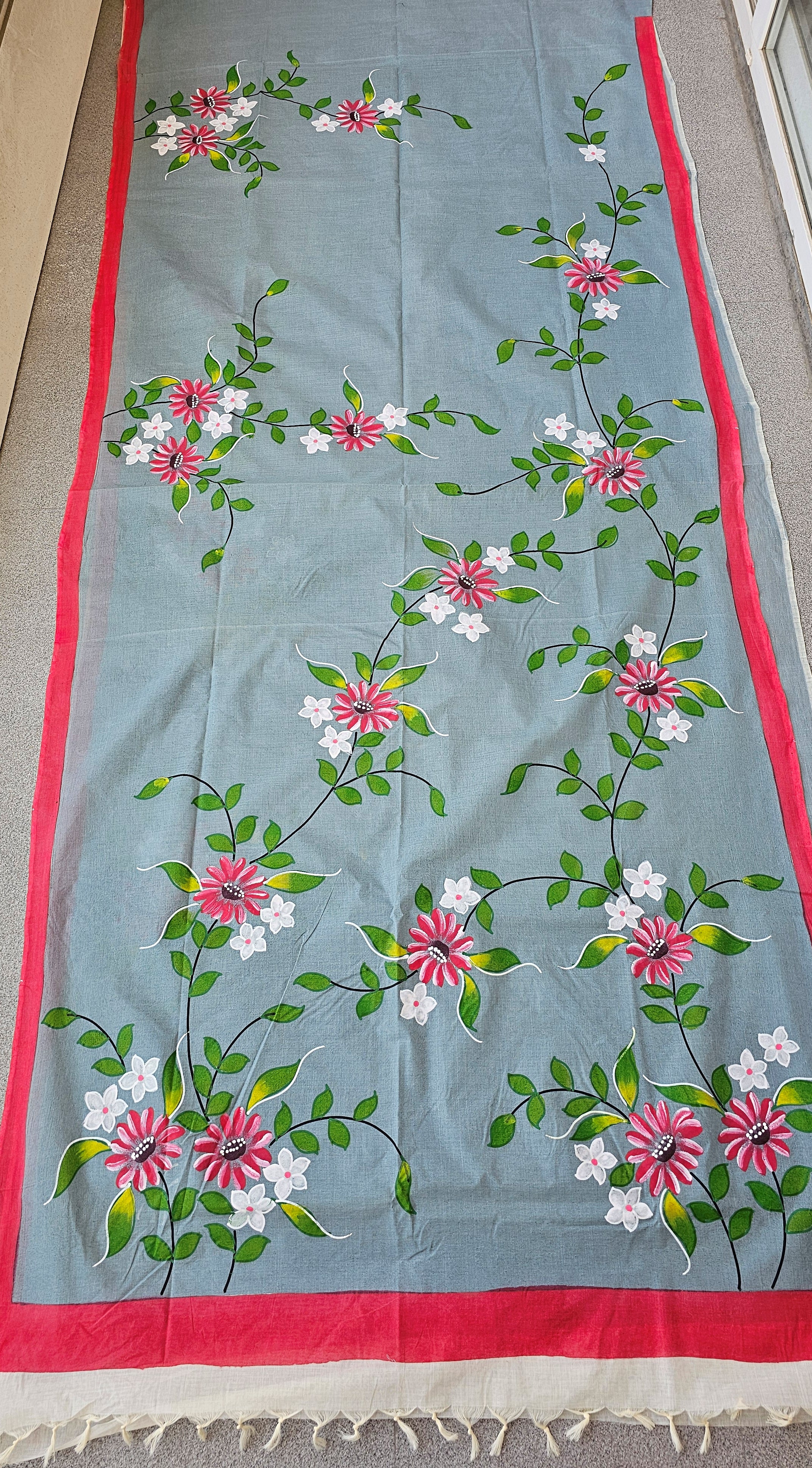 Daisy - Handpainted - Pure Cotton Saree