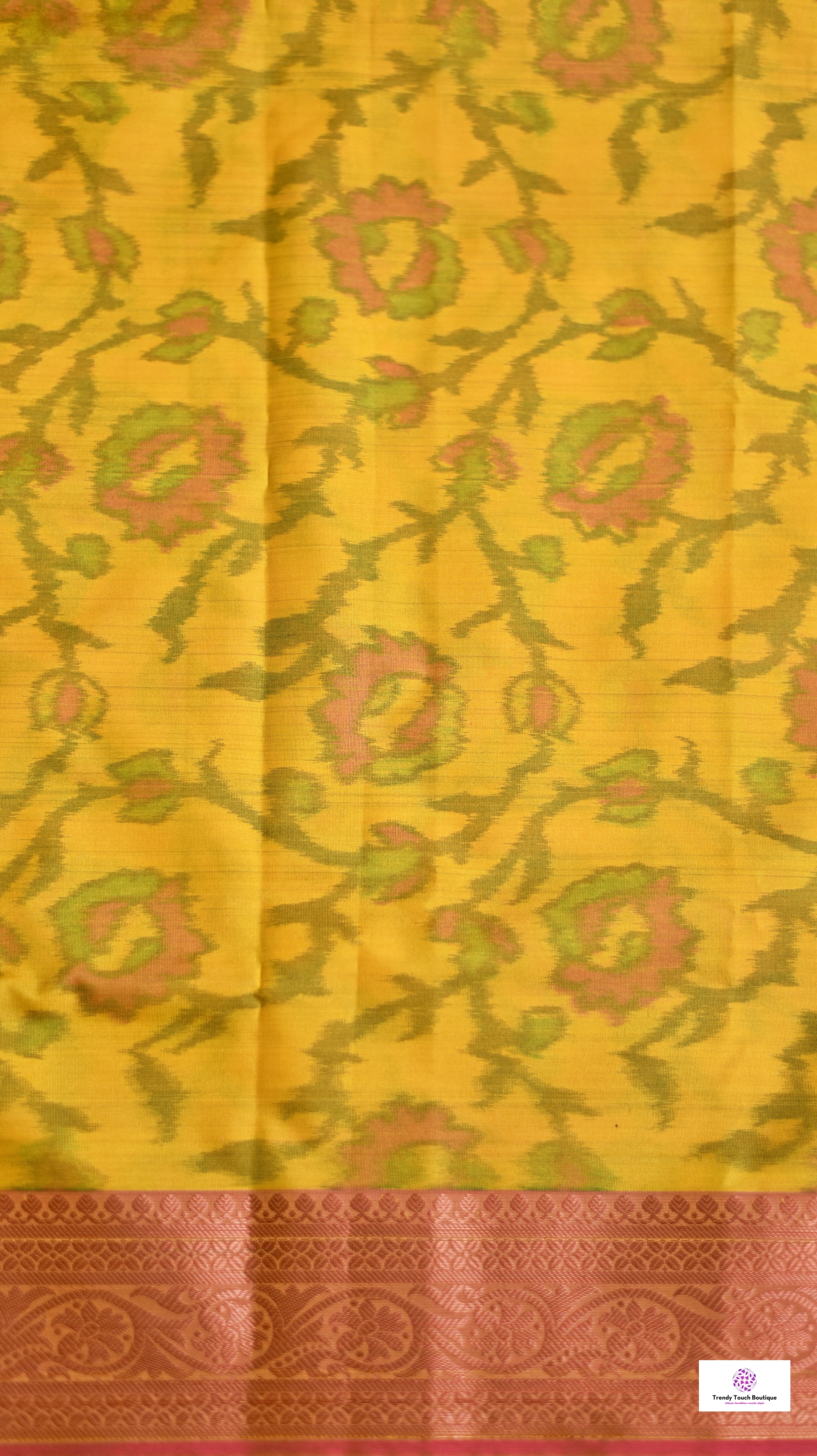 digital ikkat style soft silk yellow pink saree for puja and special functions marriage haldi ceremonies with blouse piece best price