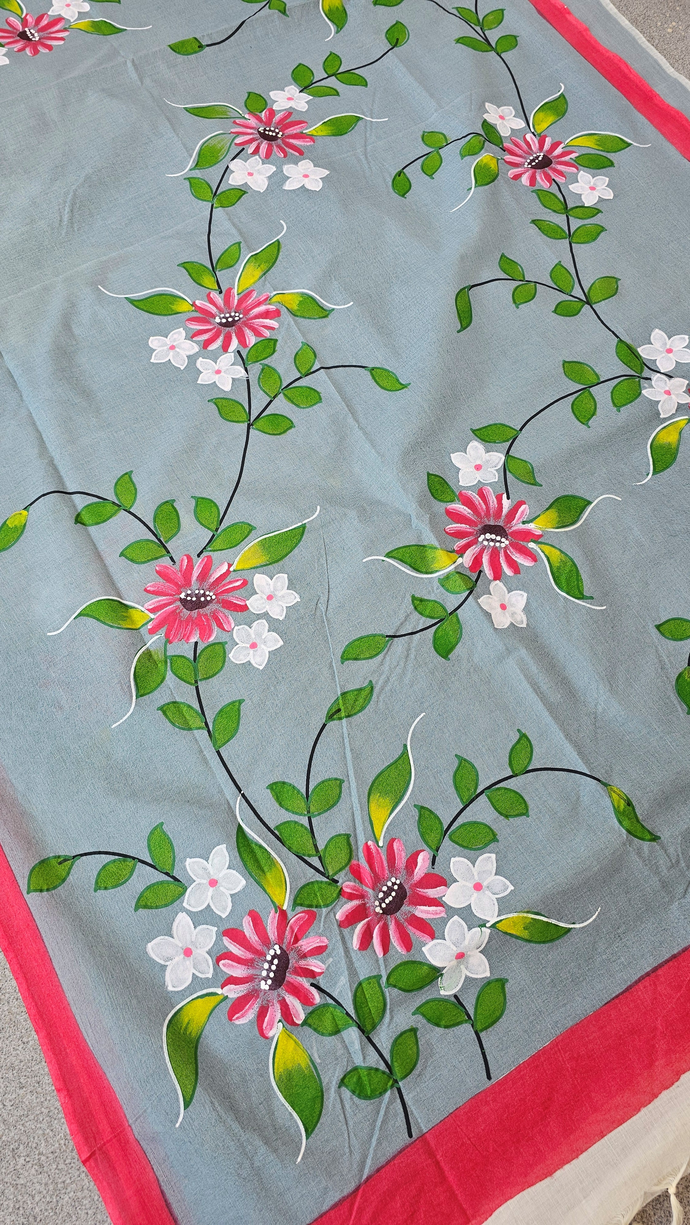 Daisy - Handpainted - Pure Cotton Saree
