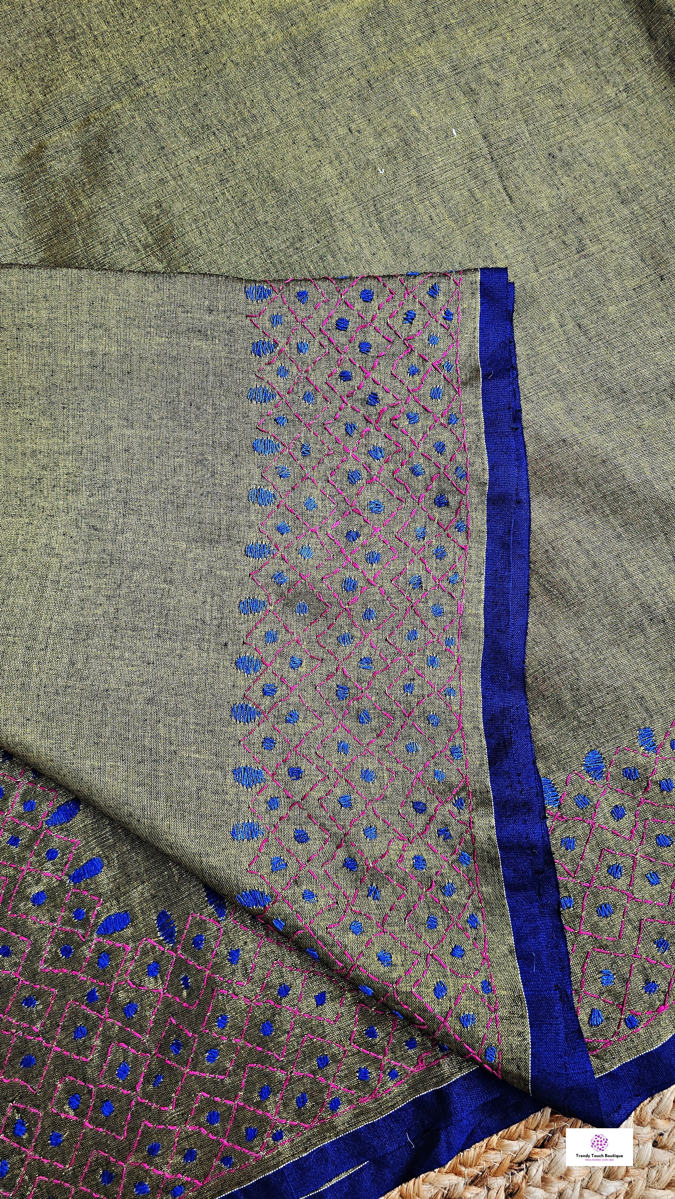 Smile - Kantha Work - Designer Tissue Cotton