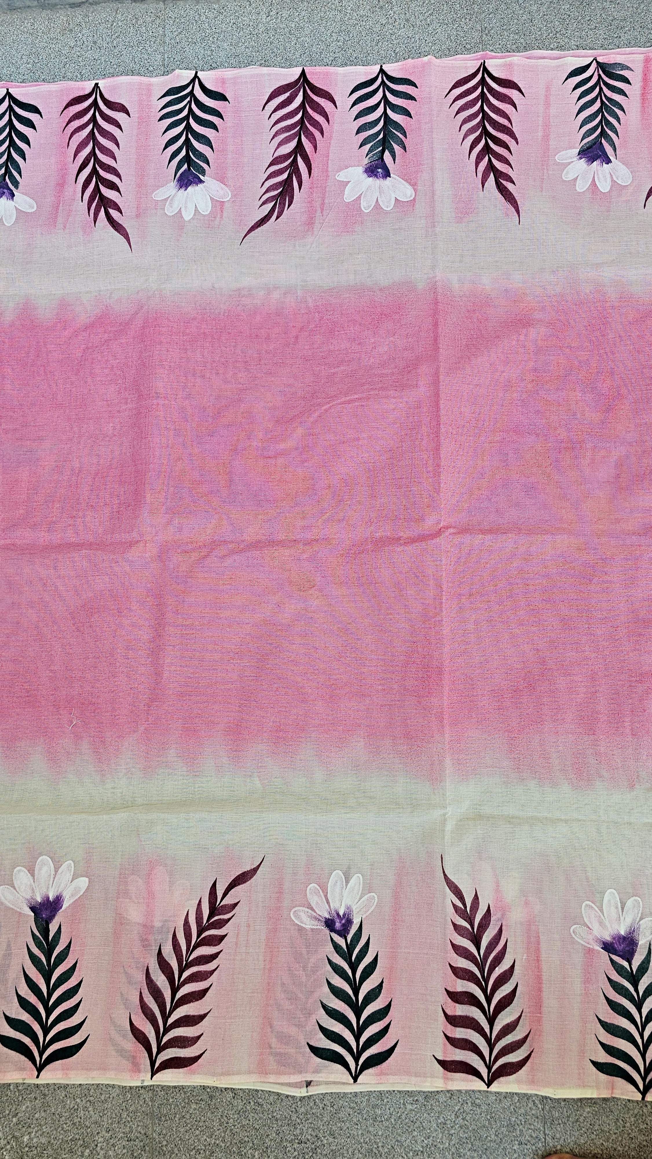 Pink Moscato - Handpainted - Pure Cotton Saree