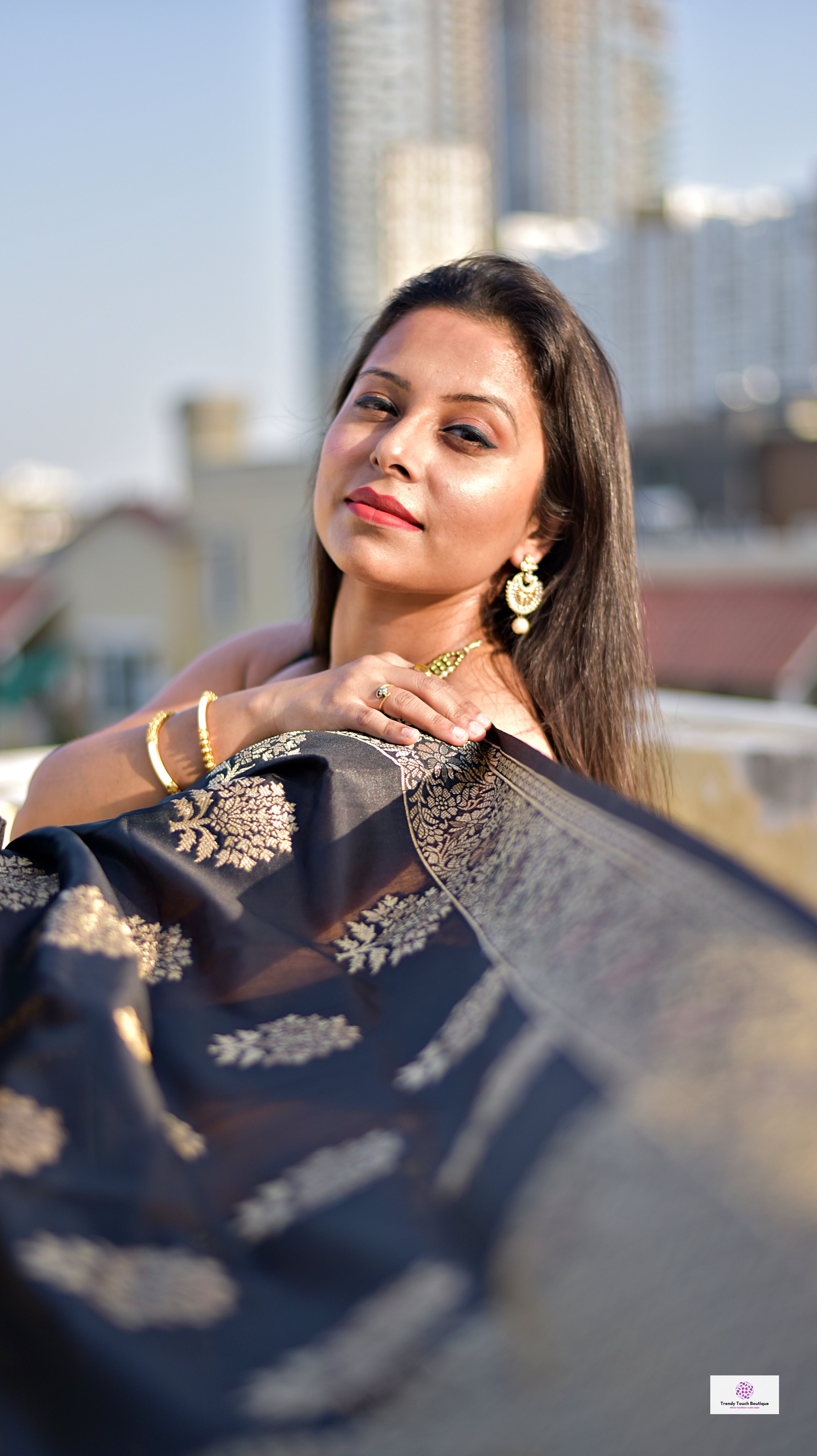 black banarasi silk wedding bridal wear saree with blouse piece online best price lightweight