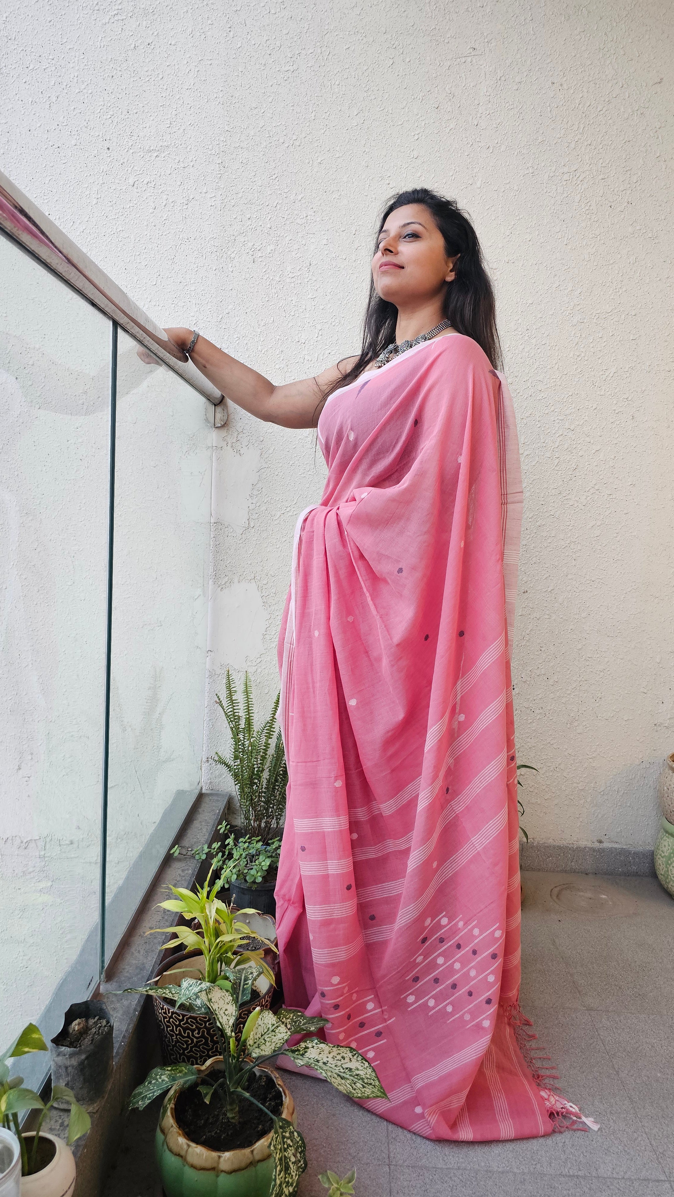 Mon - Needle Jamdani Handloom - Cotton Saree