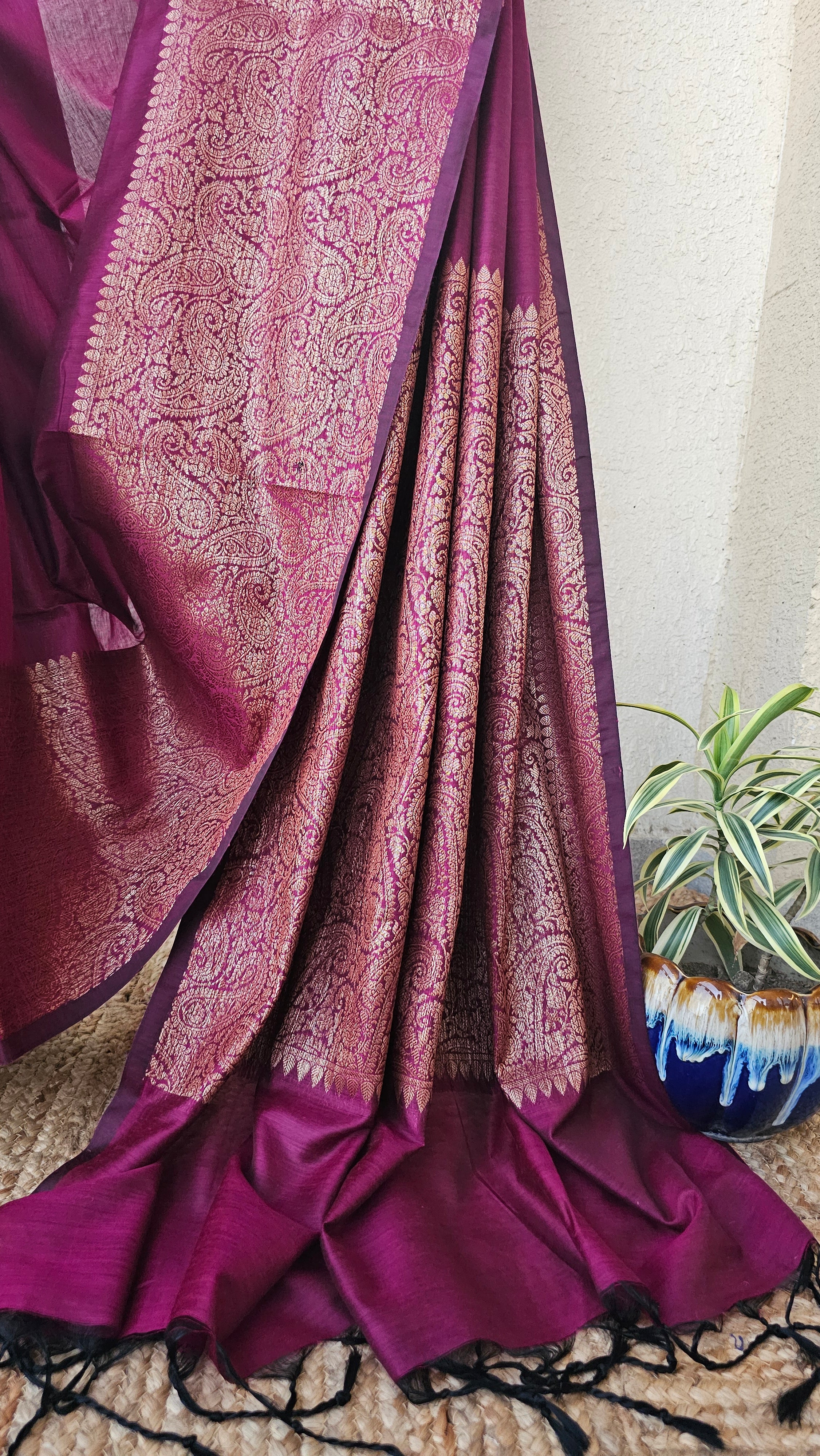 Beetroot – Copper Zari & Magenta - Katan Silk Saree
