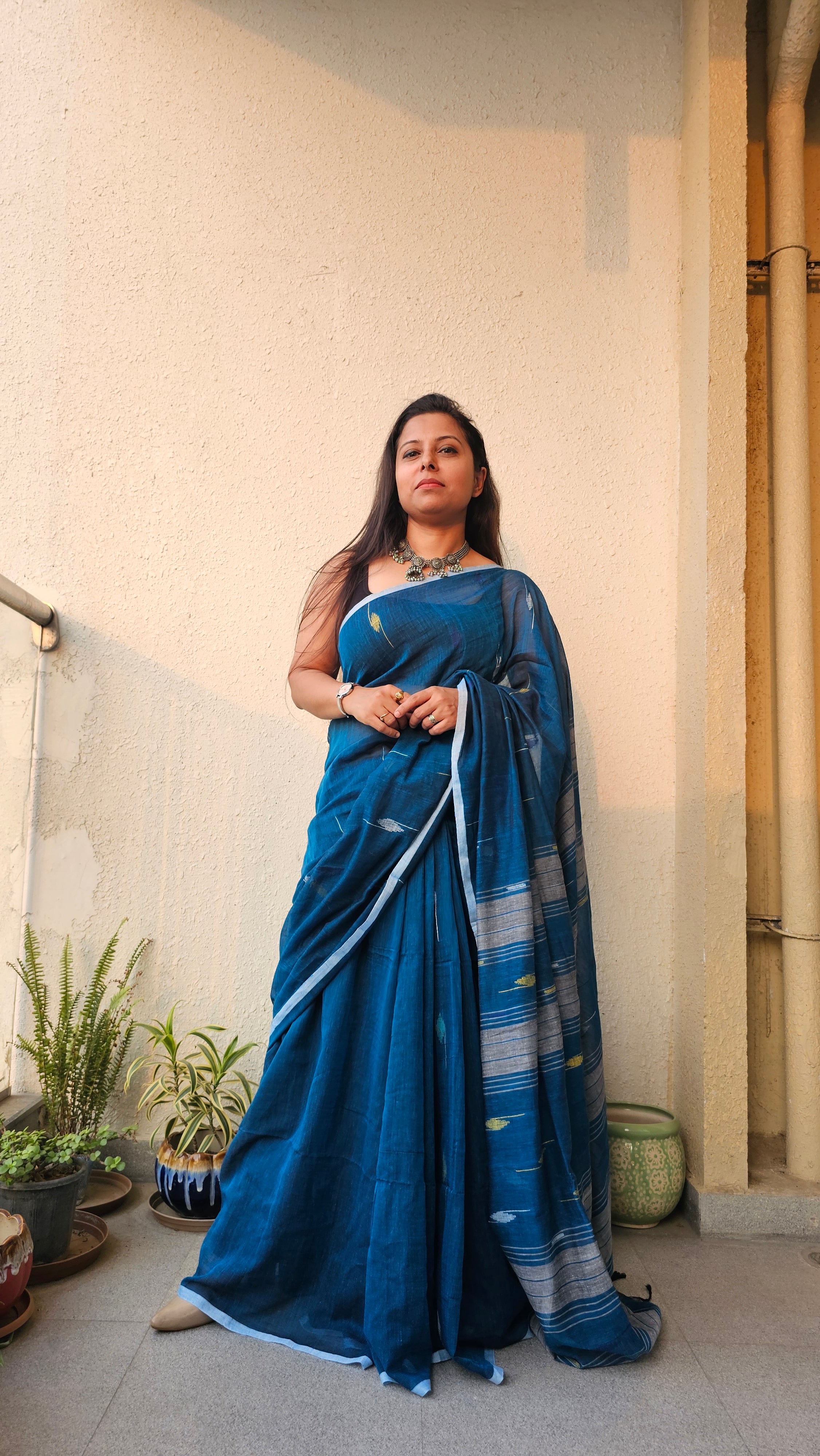 Meghla - Needle Jamdani Handloom - Mulcotton Saree
