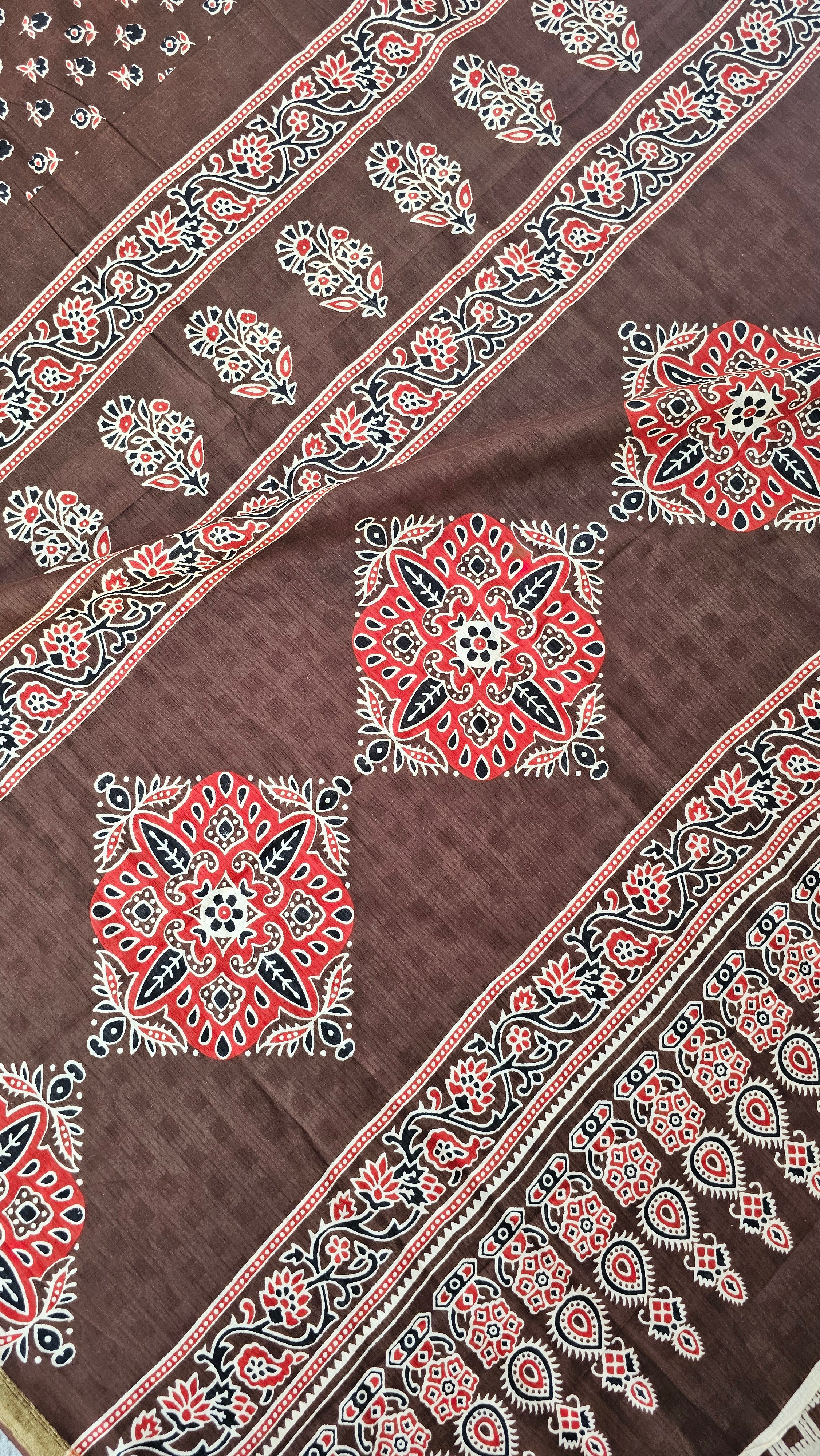 Brownie - Block printed - Chanderi Cotton Saree