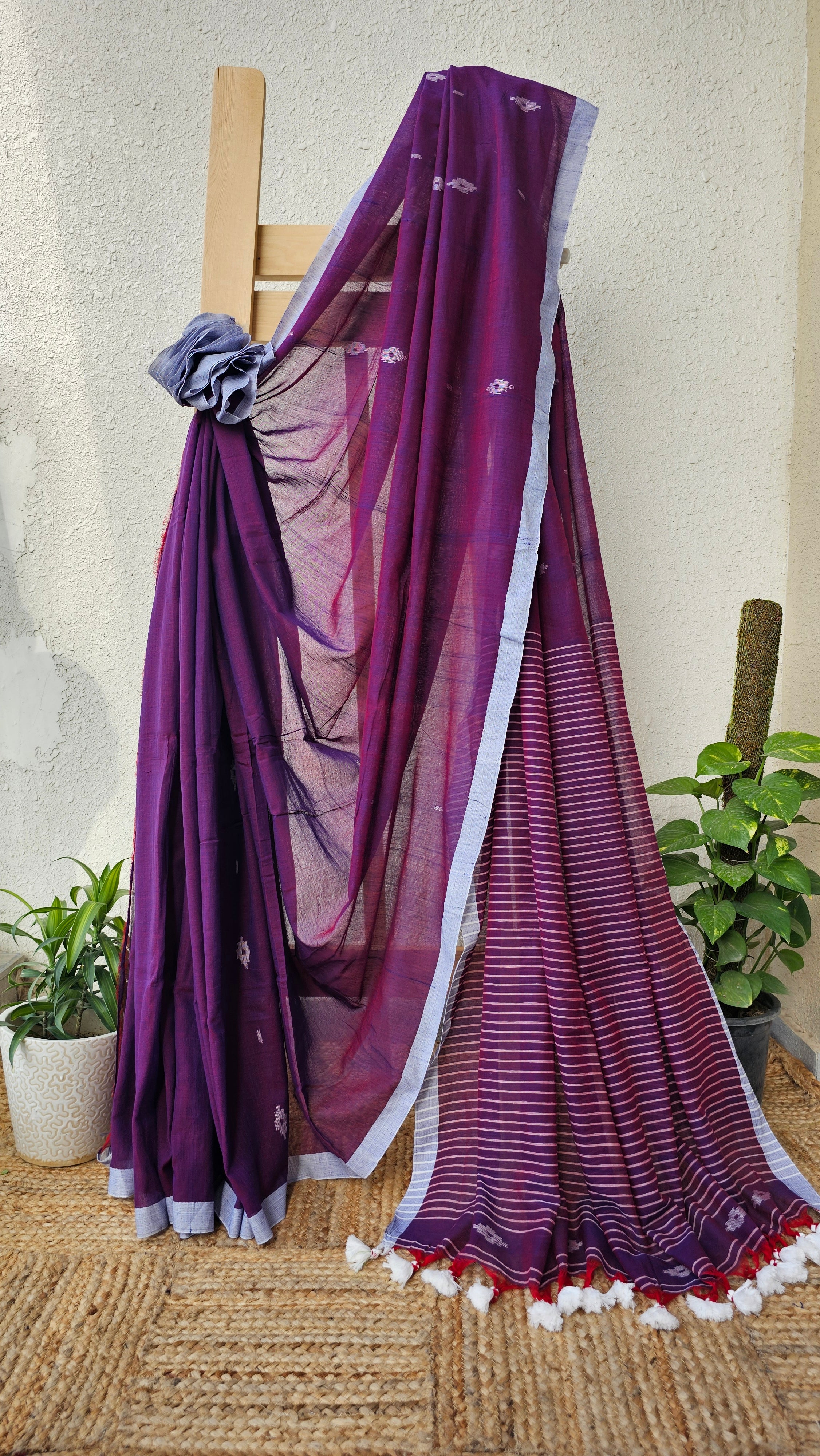 Mukta Akash - Jamdani Handloom - Mulcotton Saree
