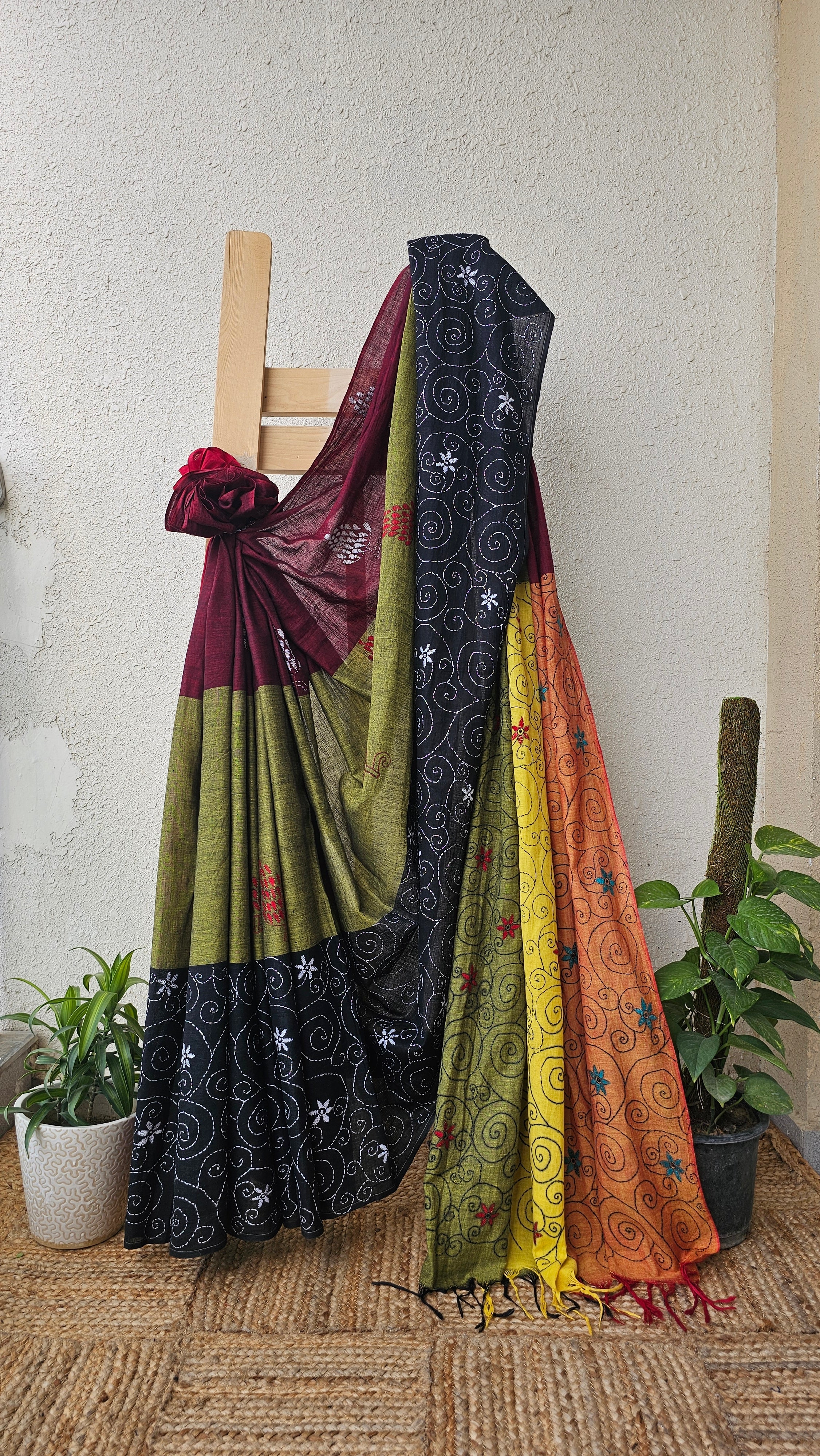 Colorful Soul - Kantha Work - Cotton Saree