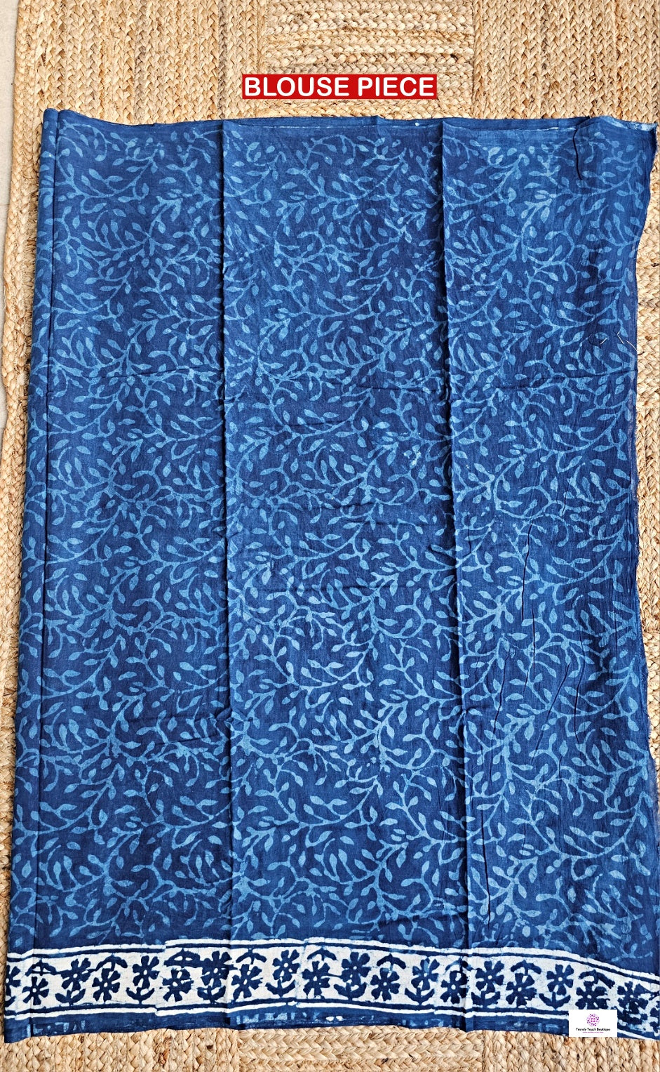 warli handblockprint indigo mulcotton saree with blouse piece for office and casual outings summer special