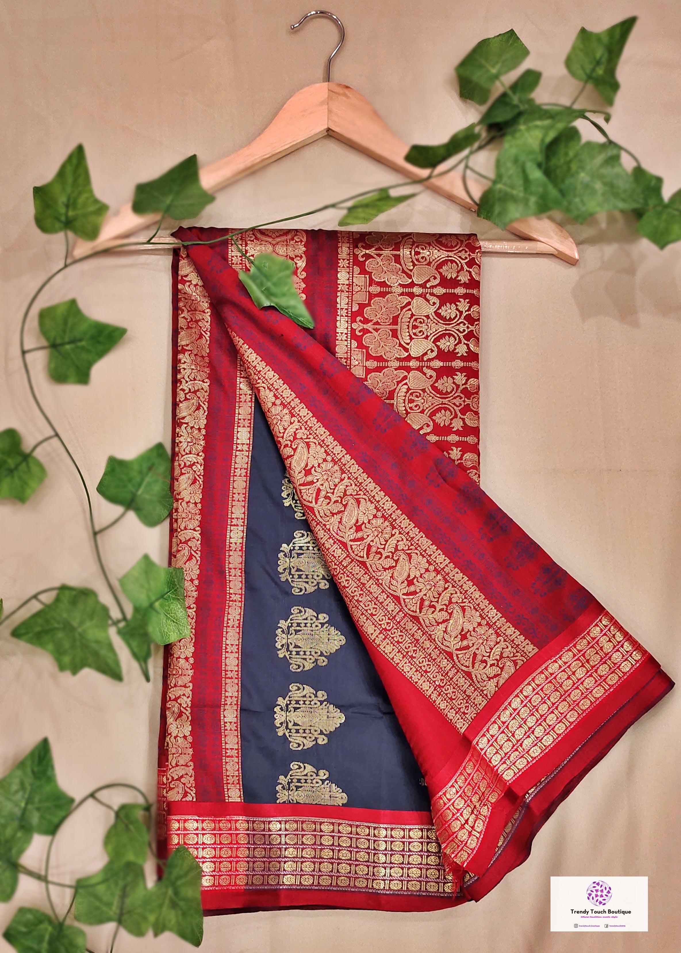 AMAR TUMI - MAROON & GREY - BOMKAI SILK