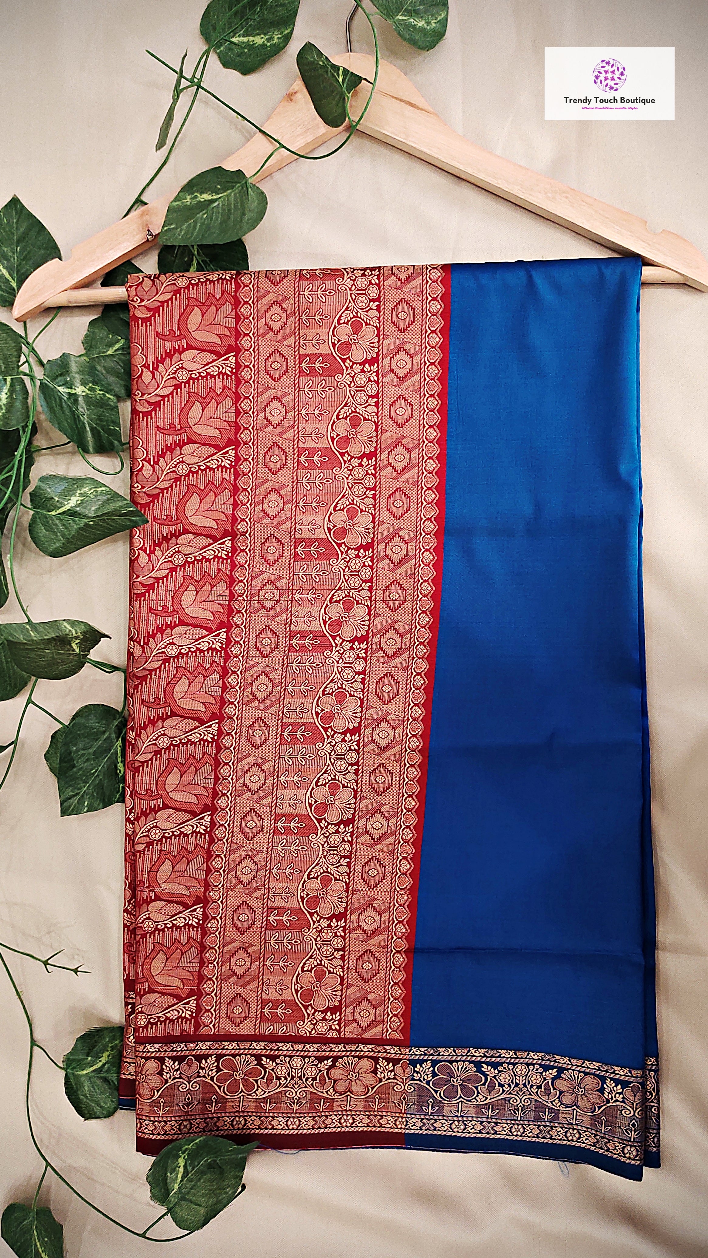 bridal lightweight sarees for gifting semi katan silk blue and red color perfect for bridal trousseau diwali gifts sarees for marriage wedding functions