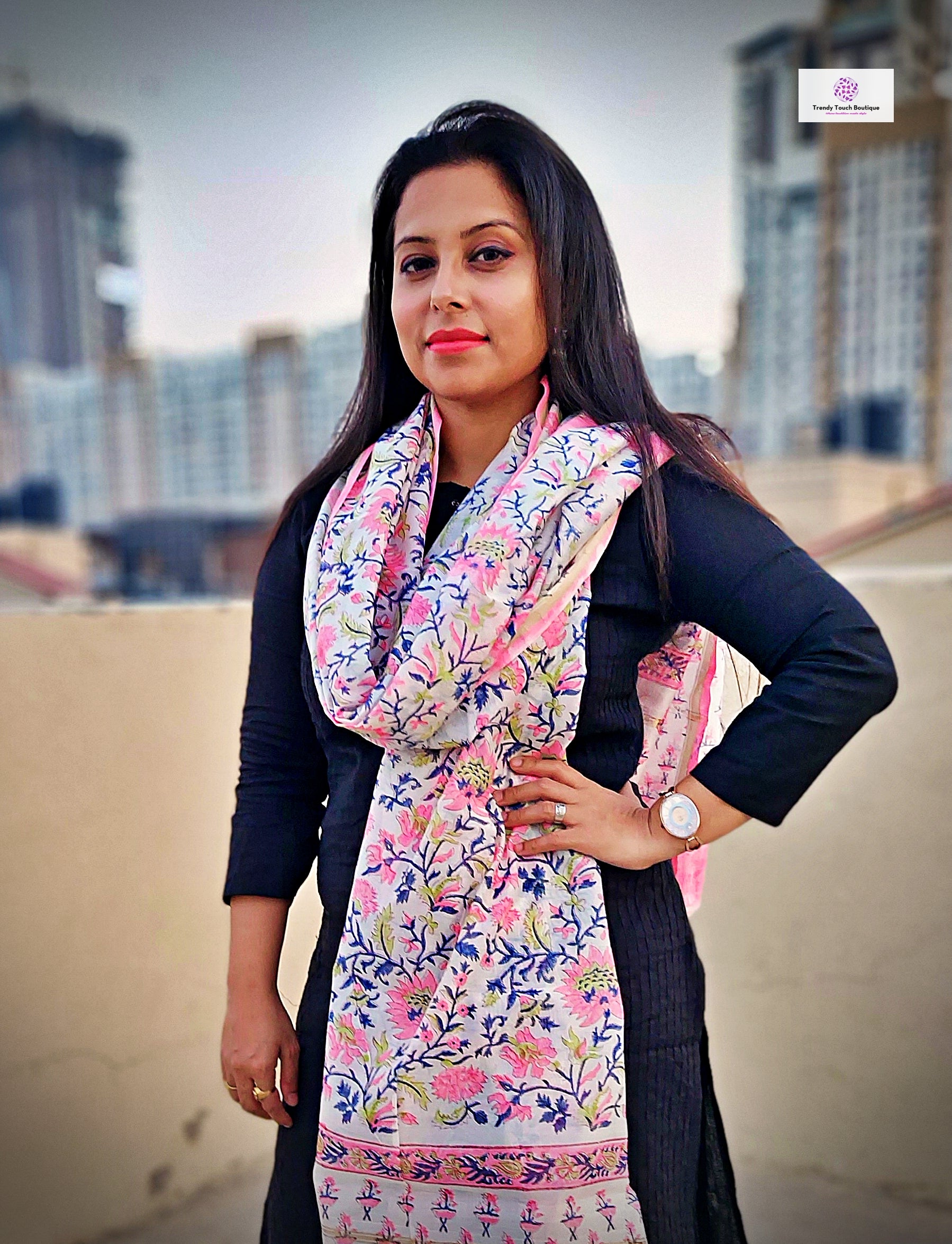 Only For You - Hand Block Print - Chanderi Silk Dupatta