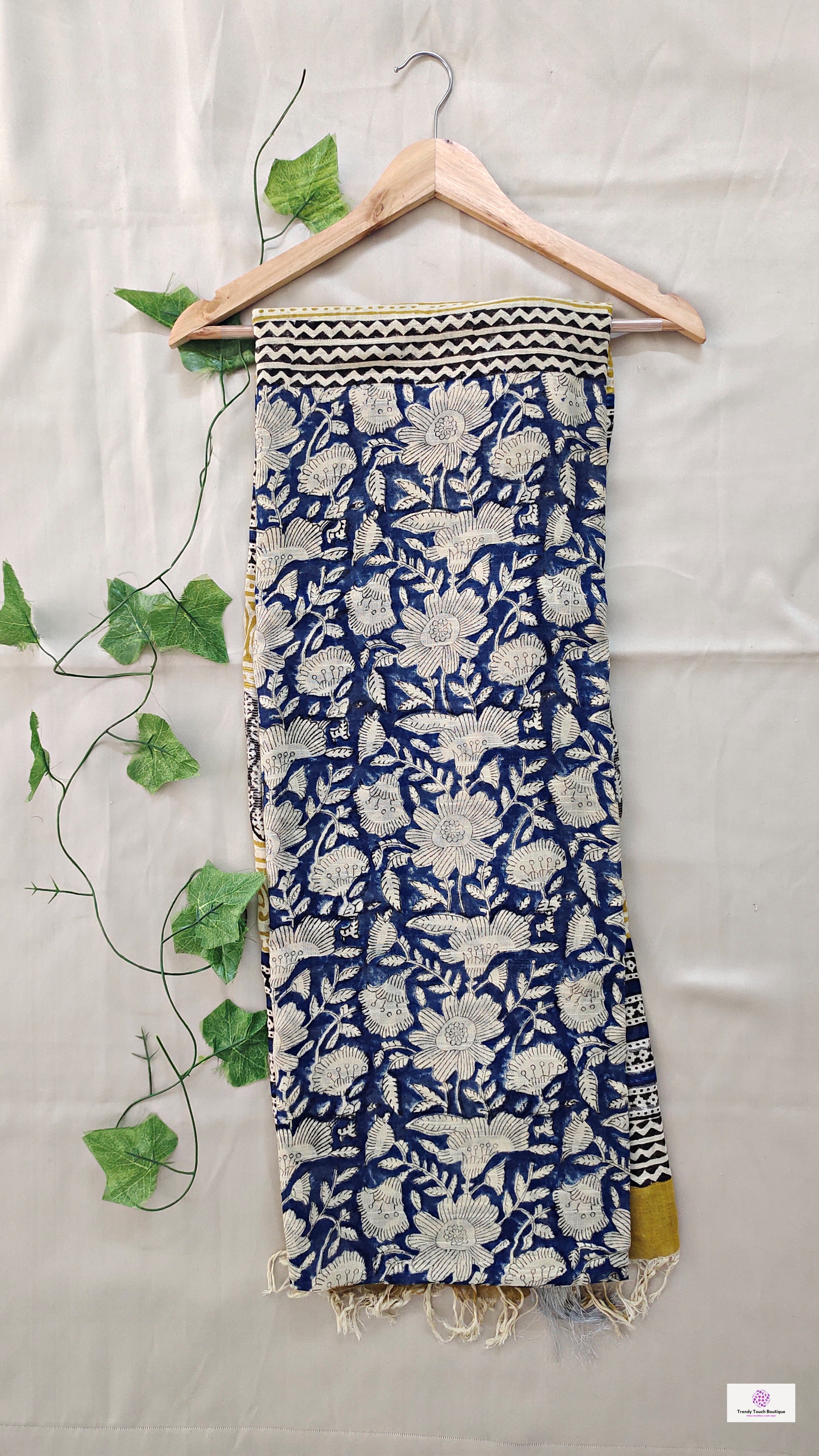  best summer handwoven handloom fabric handblock print organic slub linen saree yellow blue color at best price online with blouse piece for office wear or everyday styling!