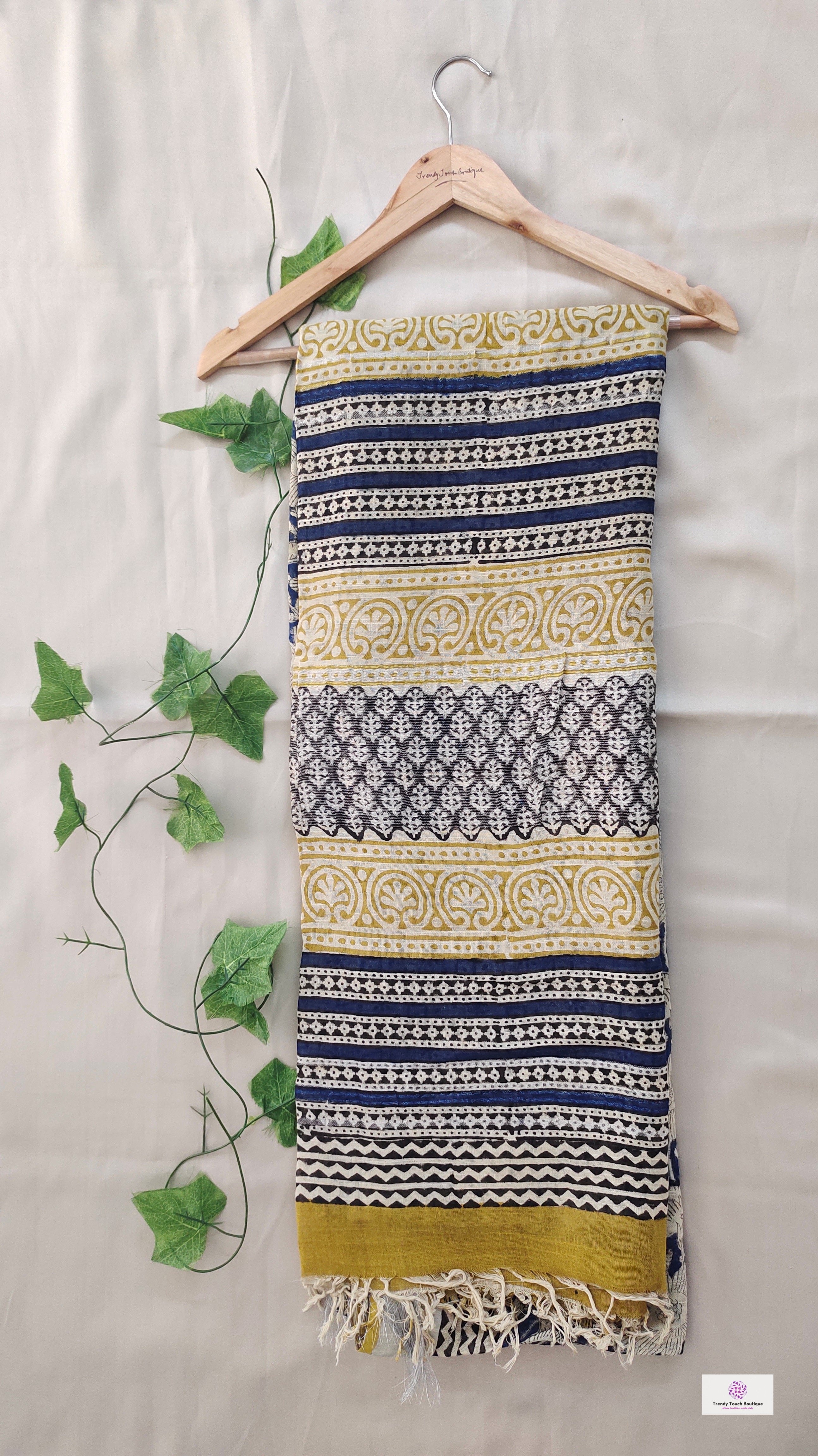  best summer handwoven handloom fabric handblock print organic slub linen saree yellow blue color at best price online with blouse piece for office wear or everyday styling!