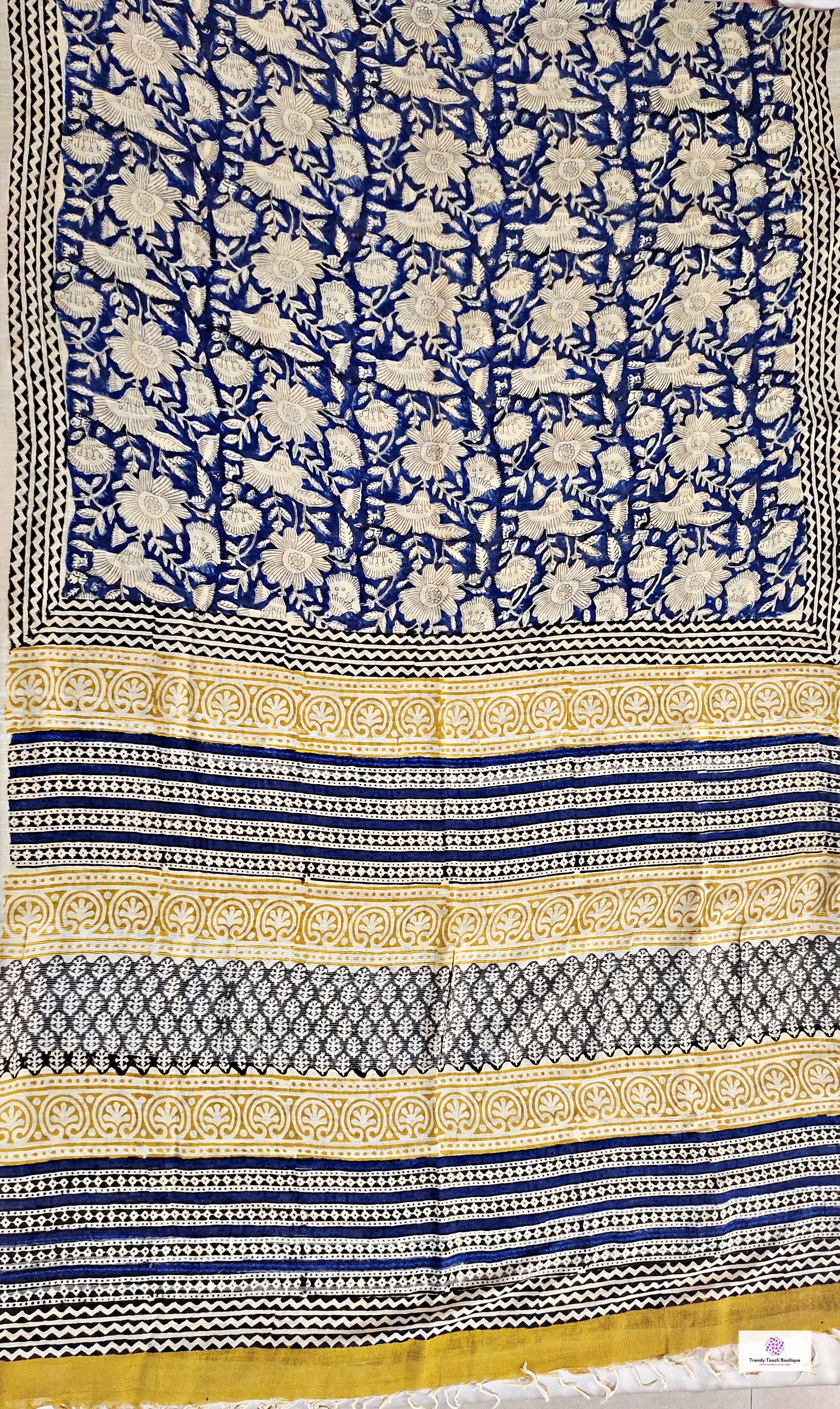  best summer handwoven handloom fabric handblock print organic slub linen saree yellow blue color at best price online with blouse piece for office wear or everyday styling!