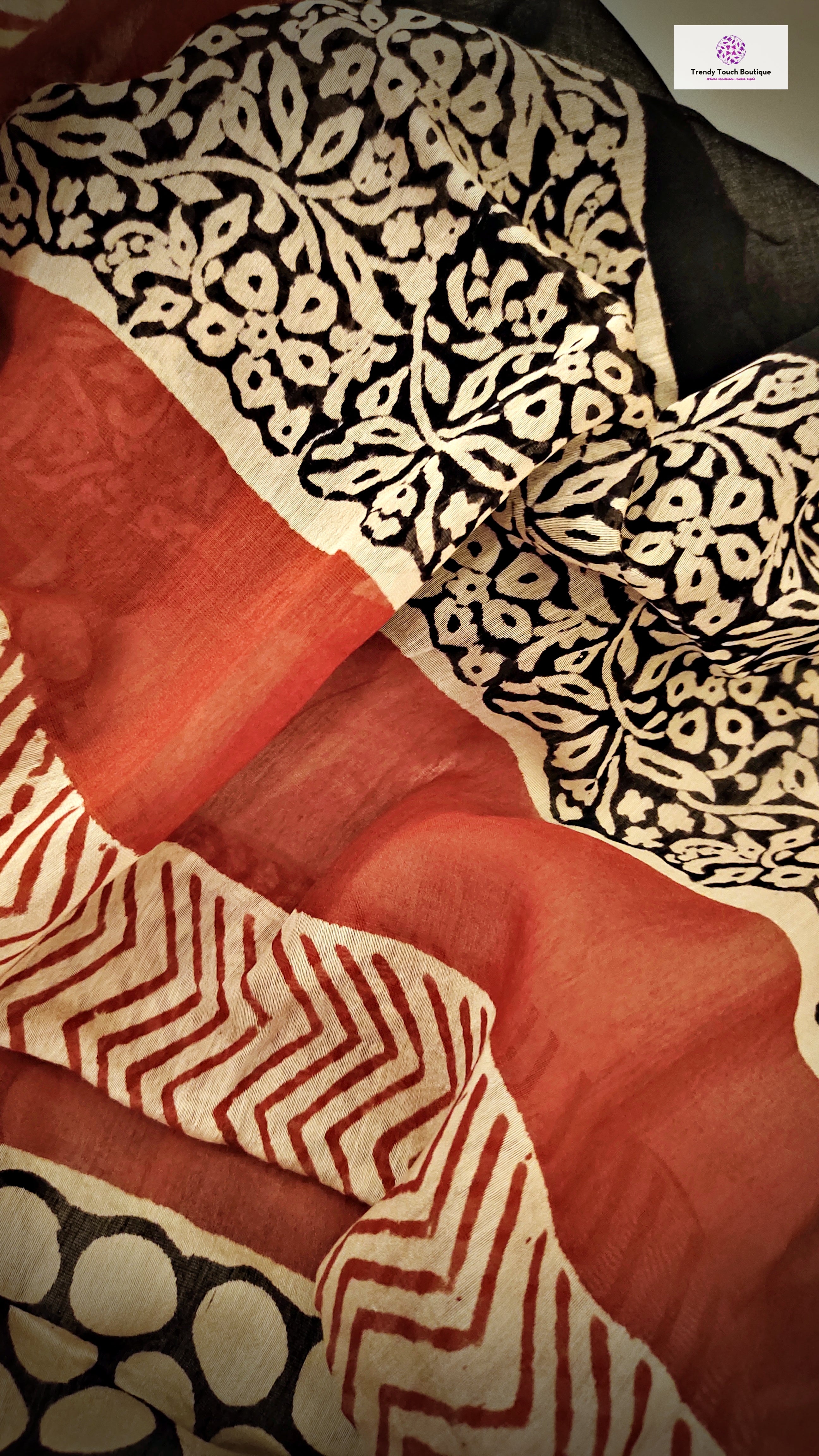 Paradise - Hand Block Print - Chanderi Silk Dupatta
