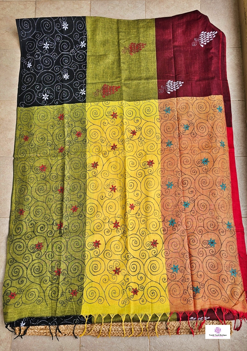 Colorful Soul - Kantha Work - Cotton Saree