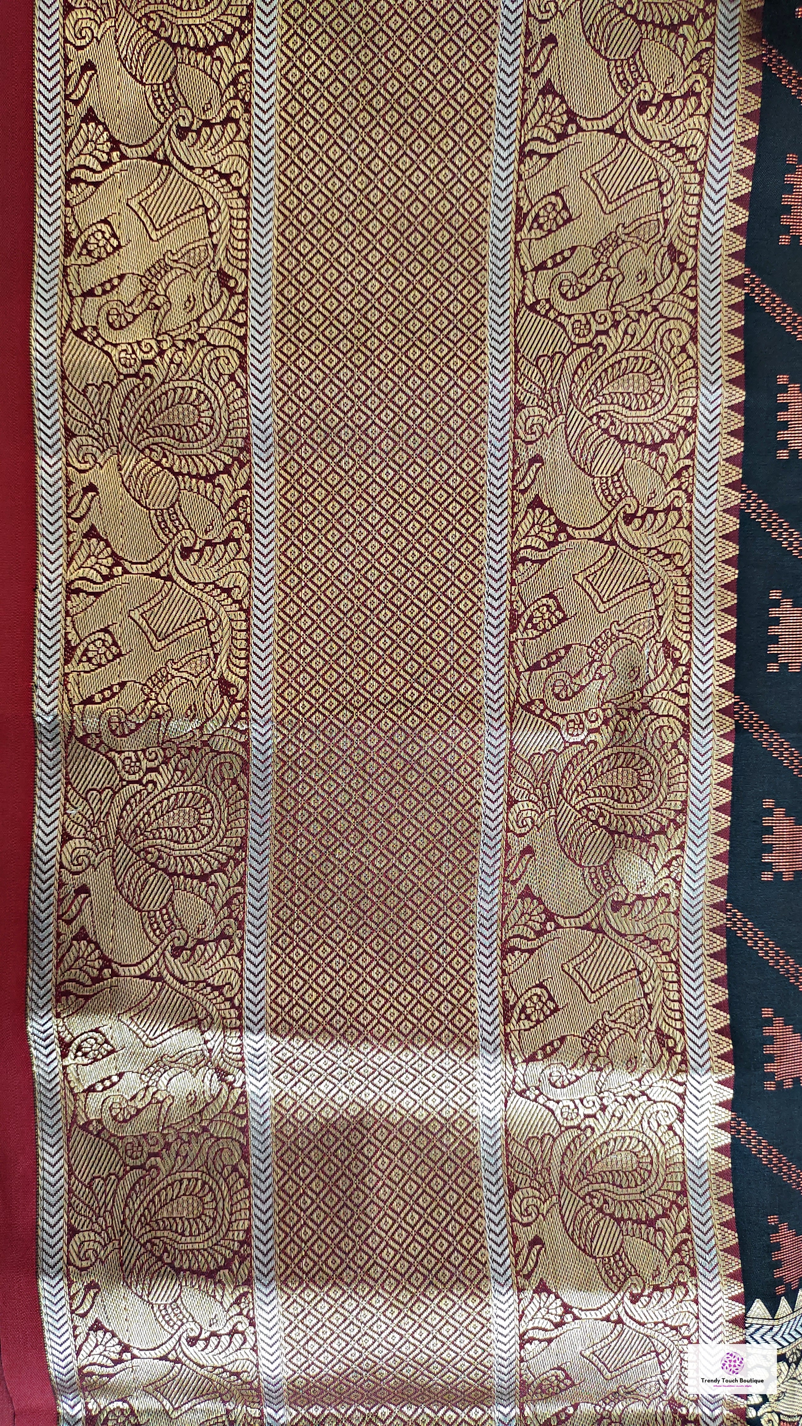 Kanjivaram styled black copper zari work party wear special occasion saree for wedding function or bridal gift