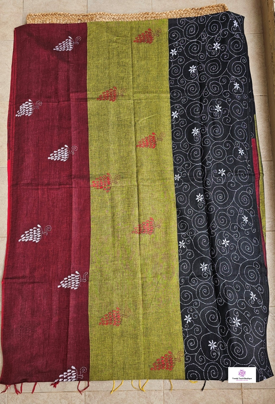 Colorful Soul - Kantha Work - Cotton Saree
