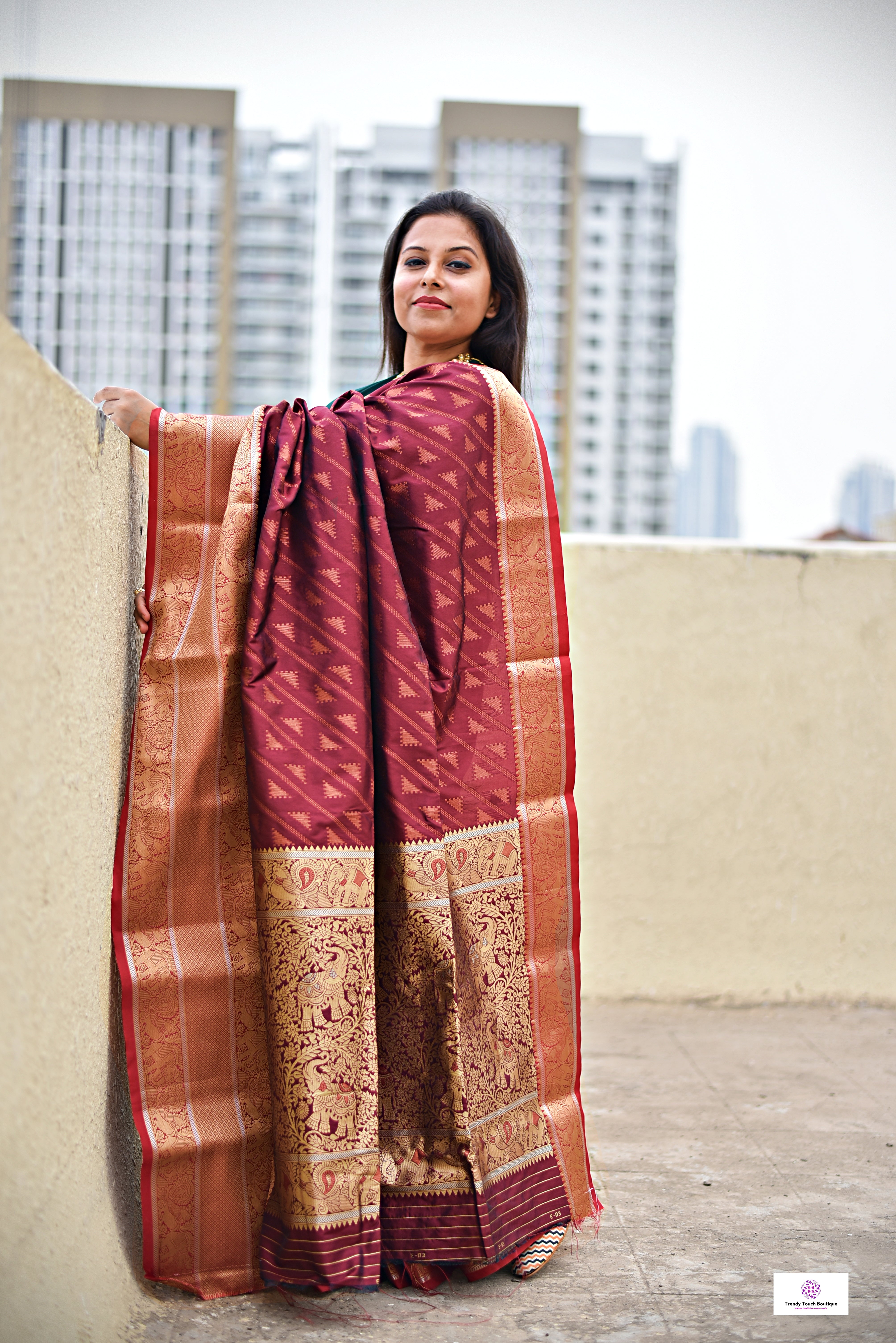 kanjivaram saree maroon copper zari work bridal & wedding functions best price lightweight silk saree with blouse piece