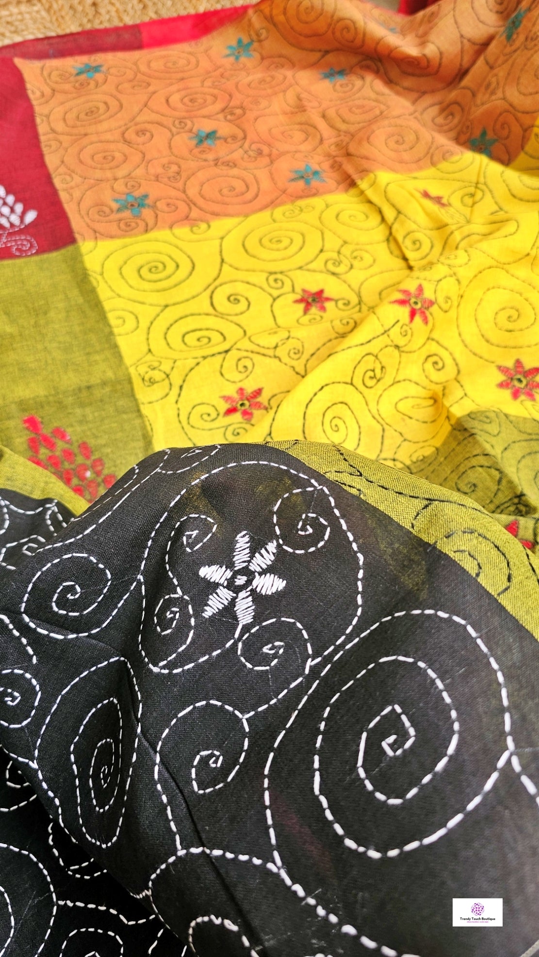 Colorful Soul - Kantha Work - Cotton Saree