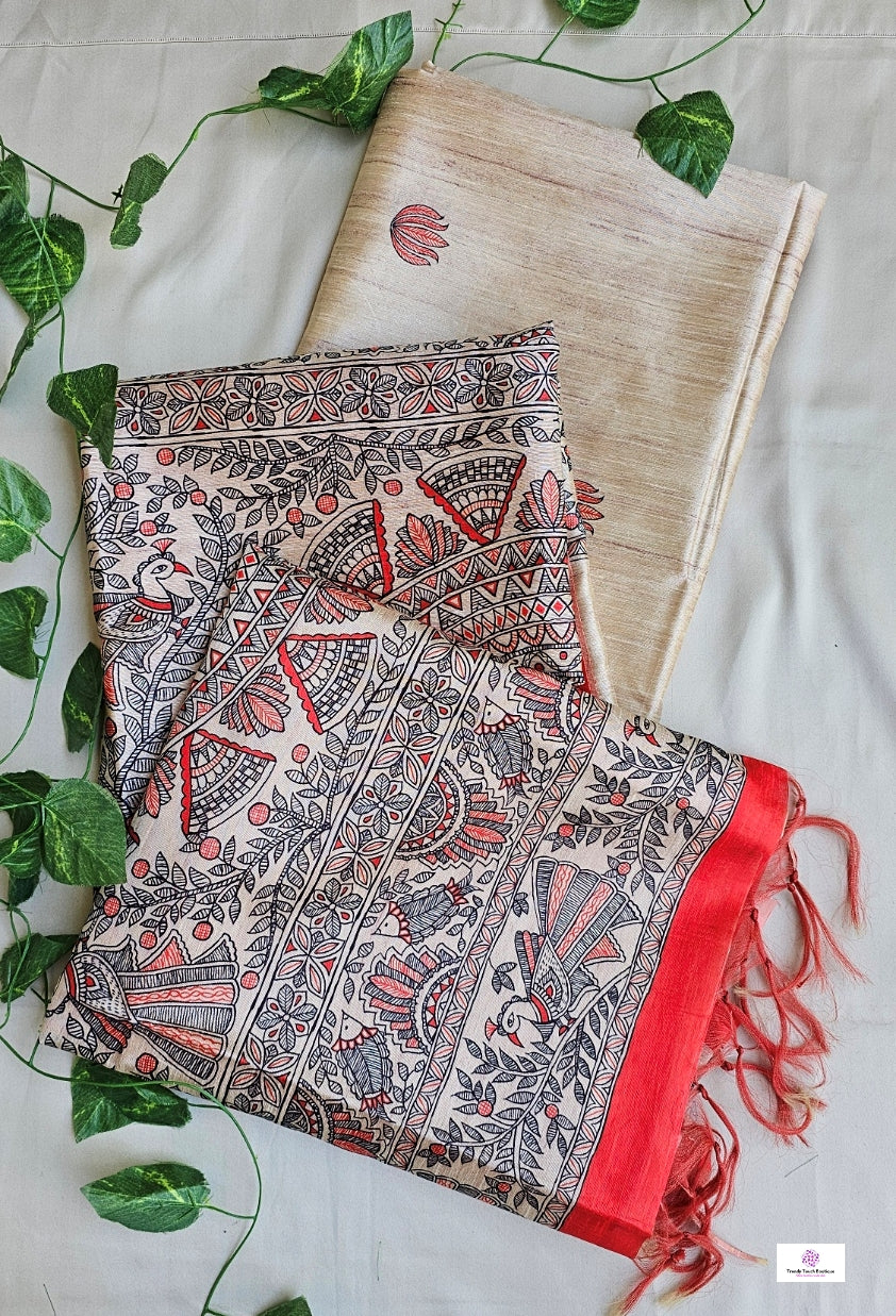 Peacock - Semi Ghicha Silk Saree