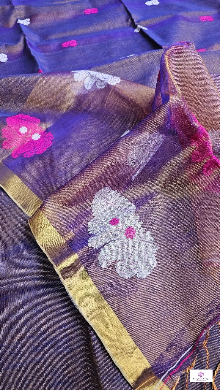 Lavender Mist - Jamdani Handloom - Tissue Linen Saree
