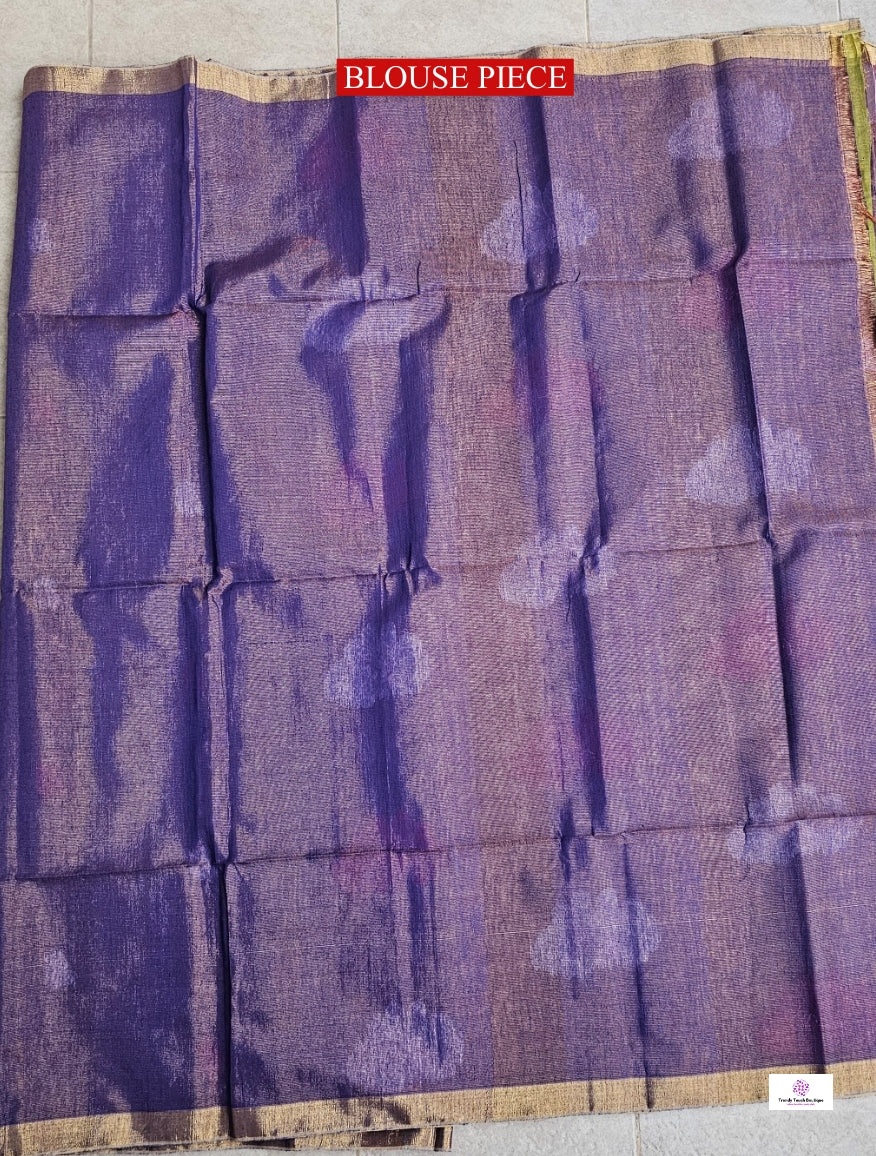 Lavender Mist - Jamdani Handloom - Tissue Linen Saree