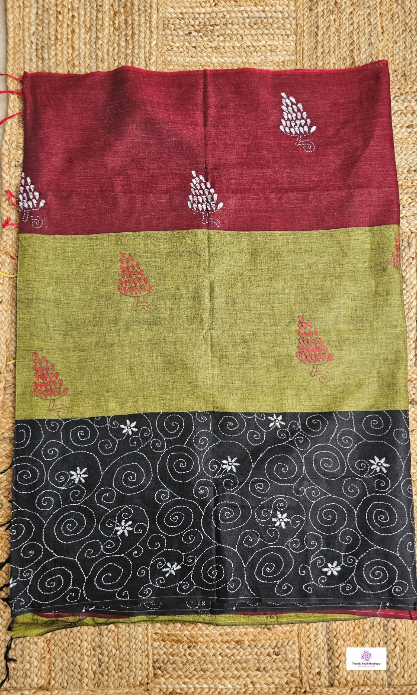 Colorful Soul - Kantha Work - Cotton Saree