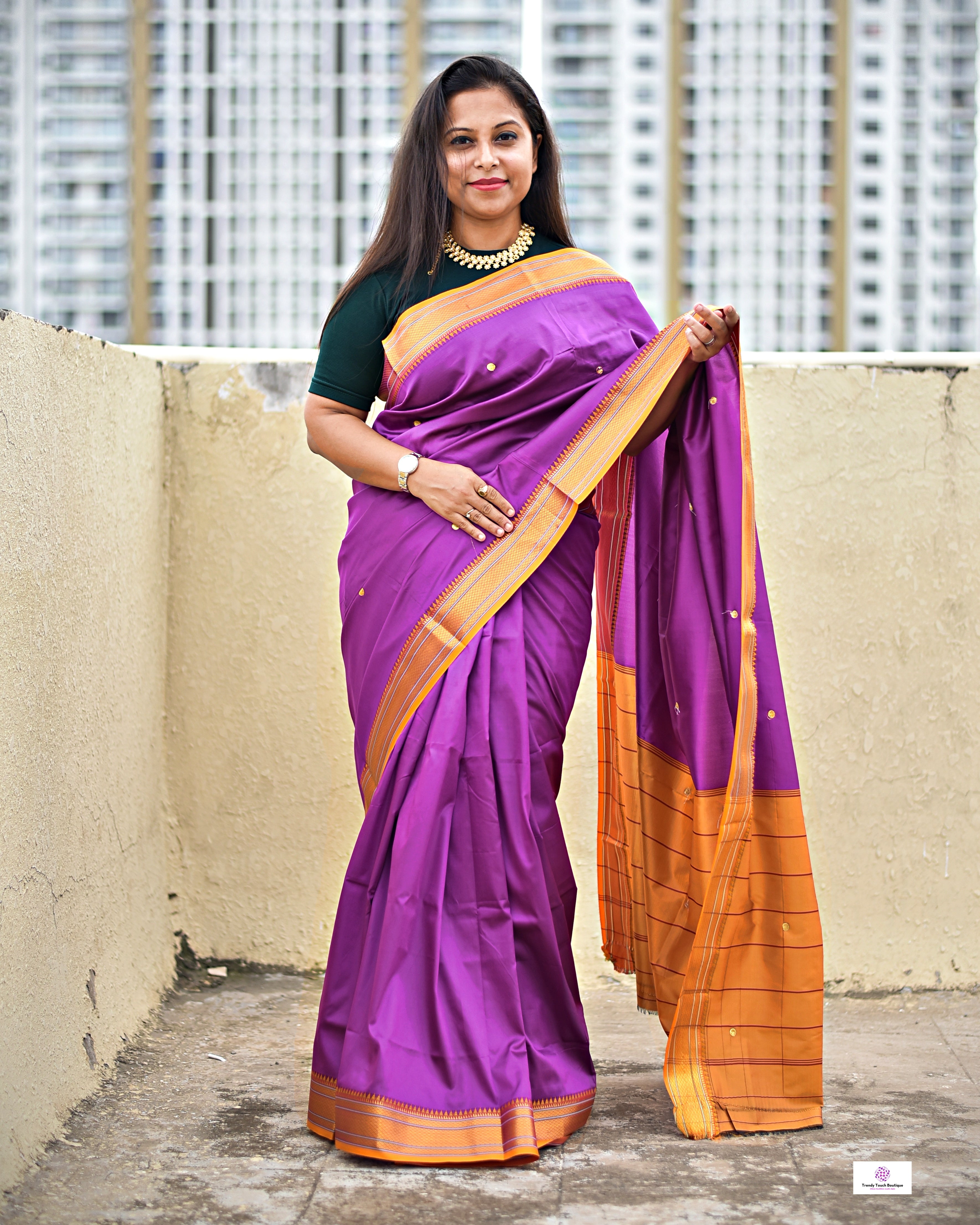 Purple Ink - Katan Silk Saree