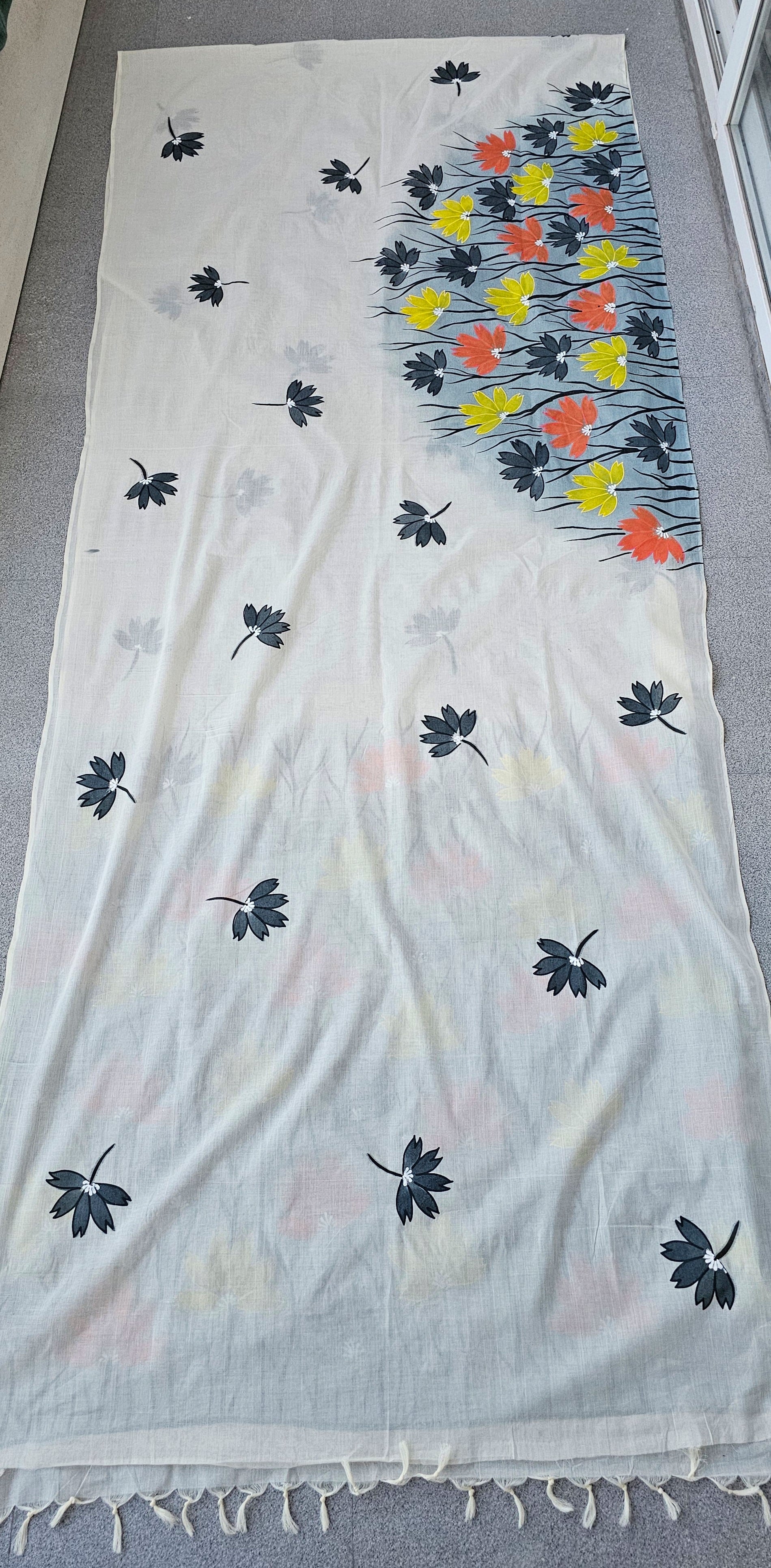 Isha - Handpainted - Pure Cotton Saree
