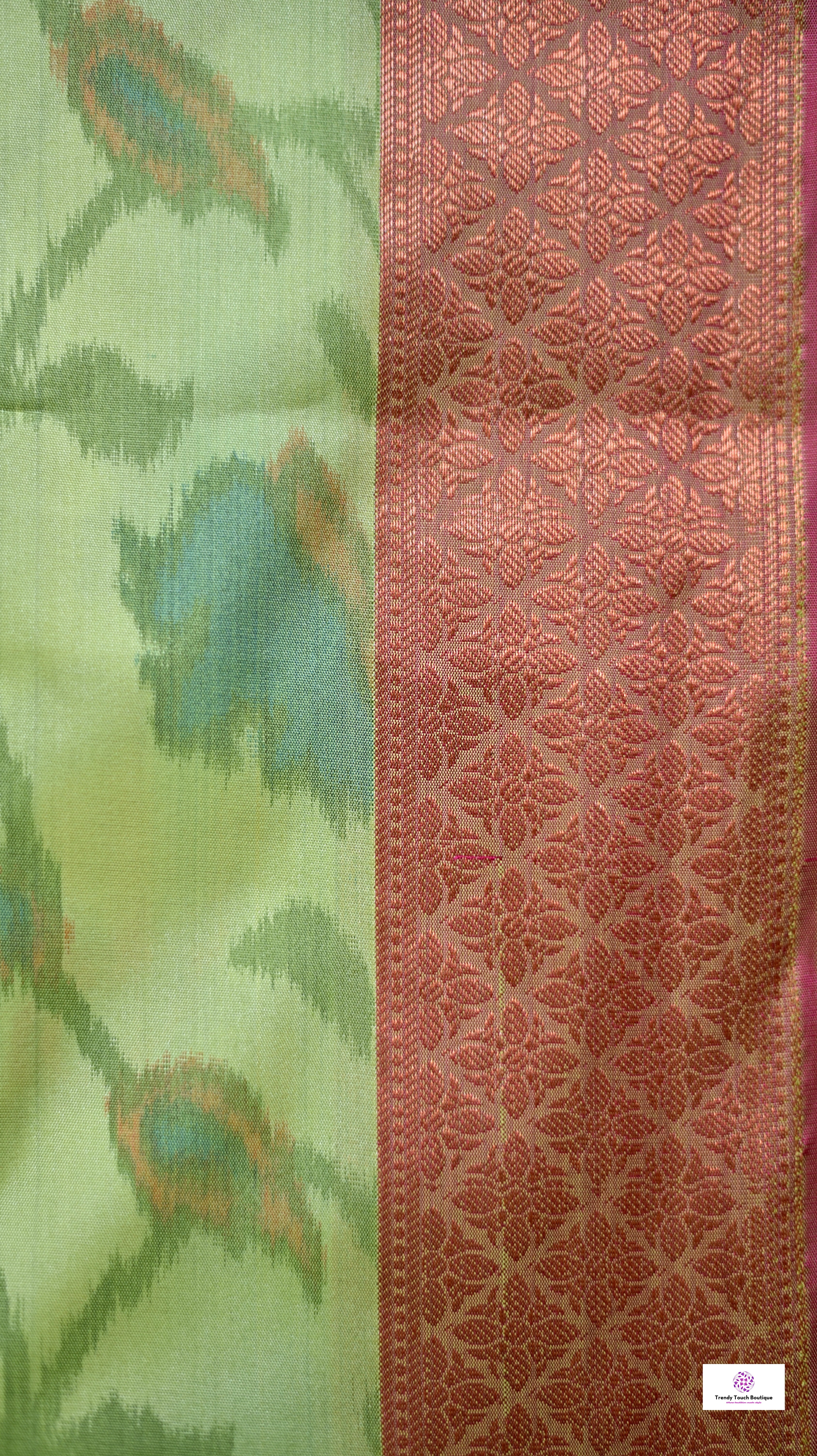 ikkat style digital print soft silk saree  green pink for haldi sangeet marriage bridal function puja and special ocassion with blouse piece best price