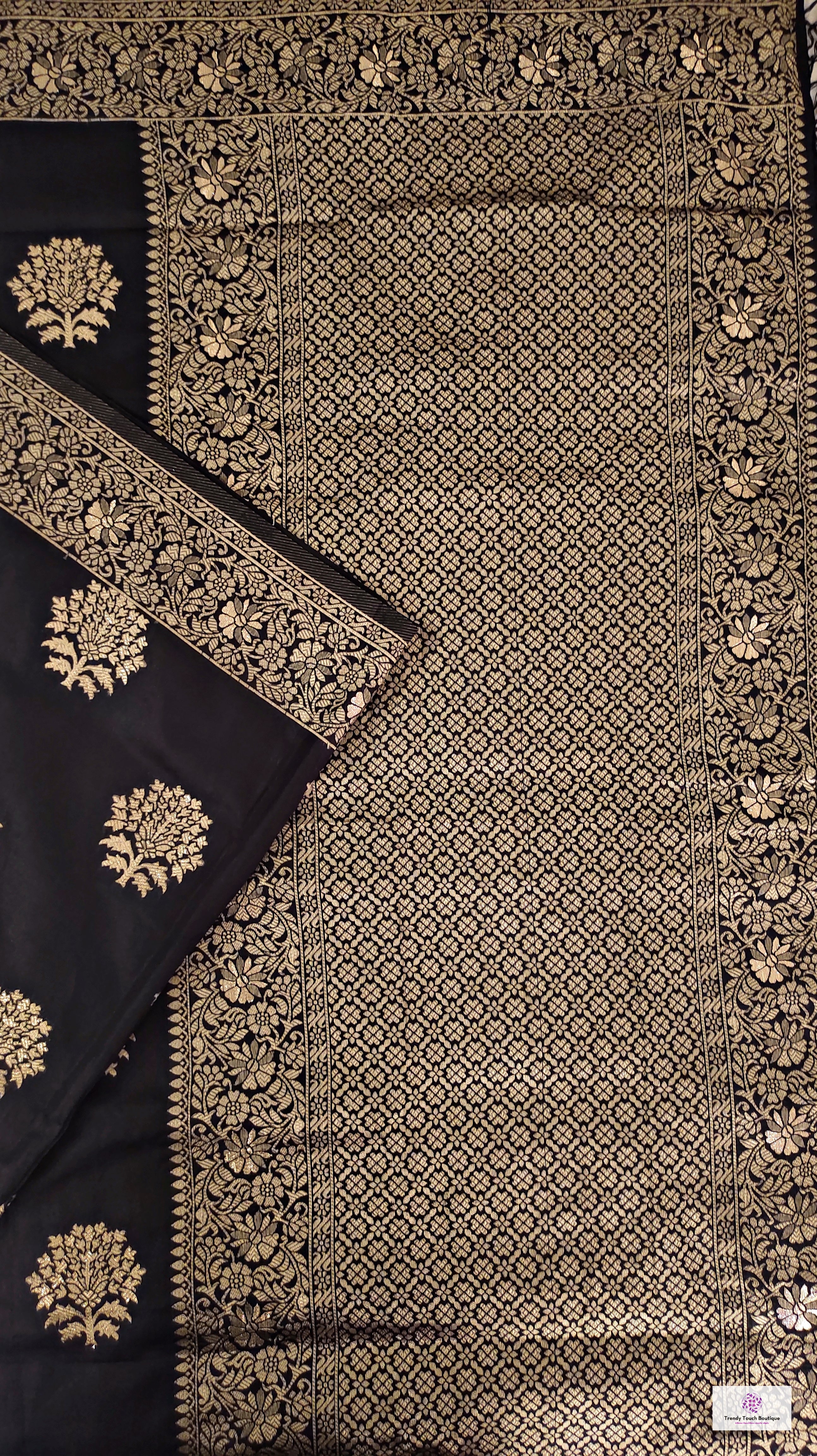 black banarasi silk wedding bridal wear saree with blouse piece online best price lightweight